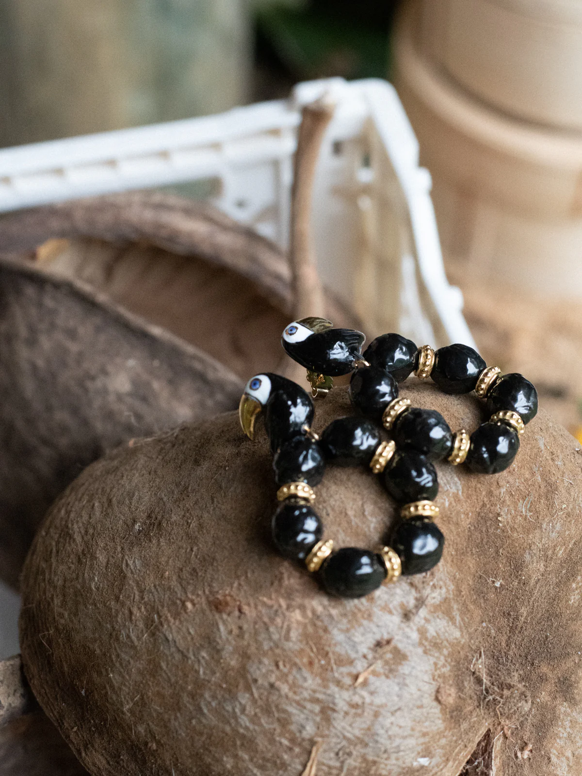 Boucles d'oreilles rondes toucan - Image 4