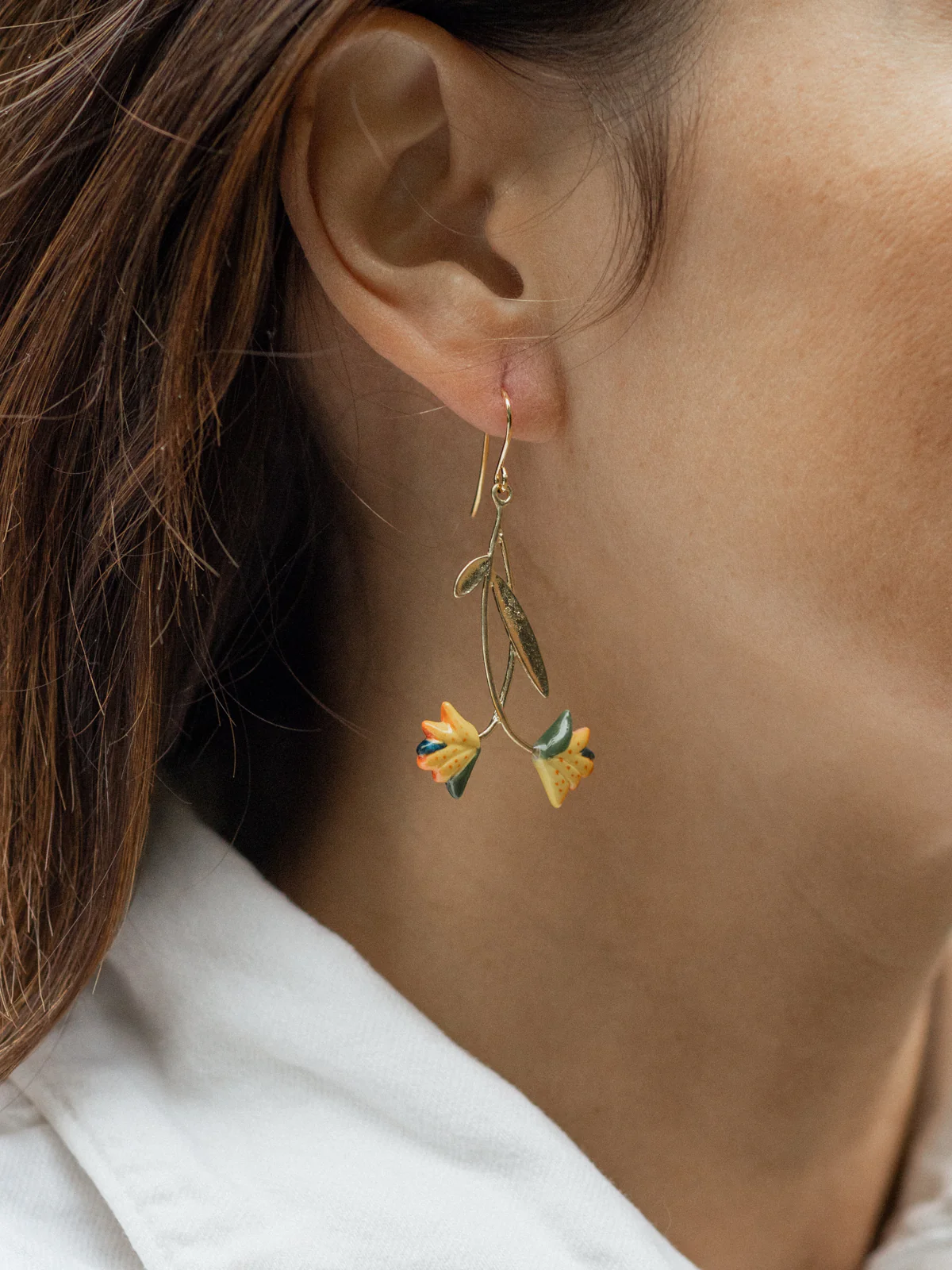 Boucles d'oreilles branche oiseau de paradis - Image 3