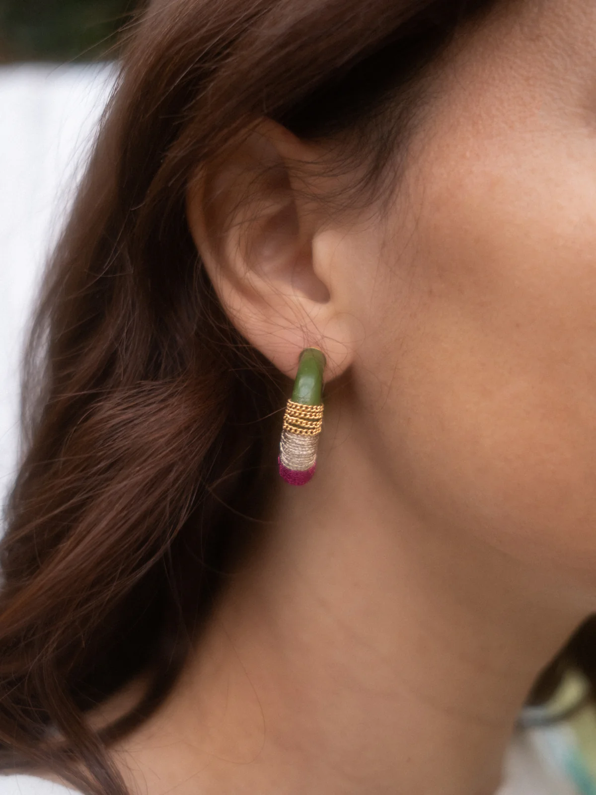Boucles d'oreilles vert ethnique - Image 3