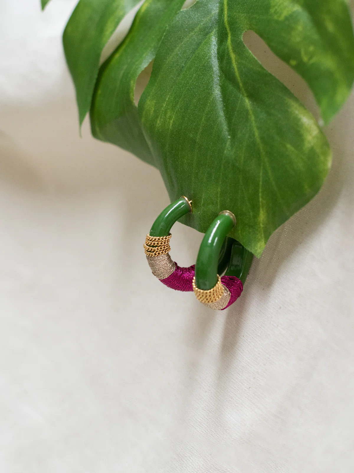 Boucles d'oreilles vert ethnique - Image 5
