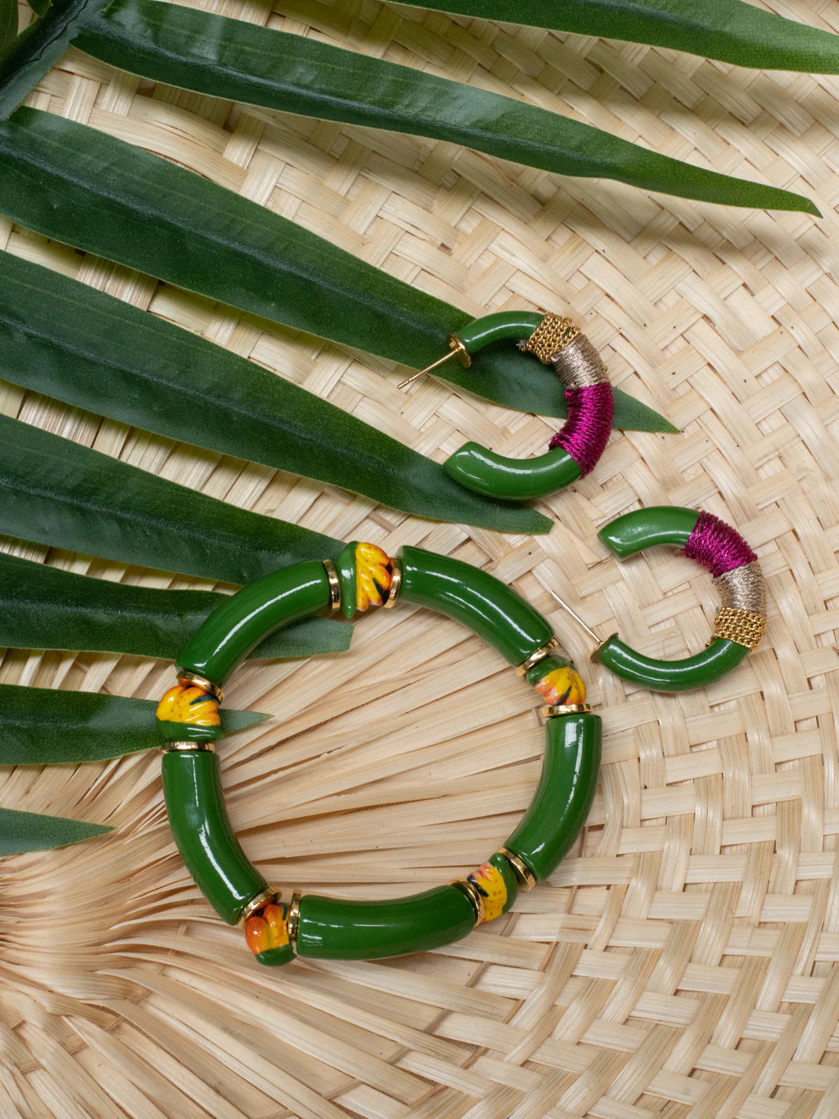 Boucles d'oreilles vert ethnique - Image 6
