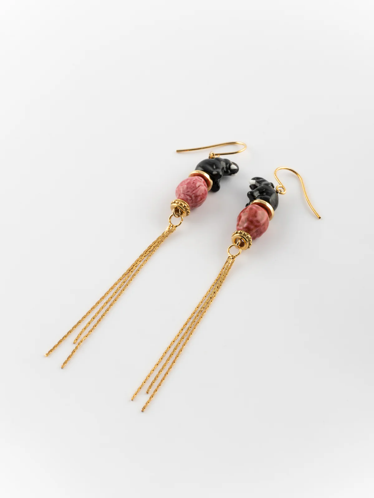 Boucles d'oreilles éléphant d'Asie avec franges