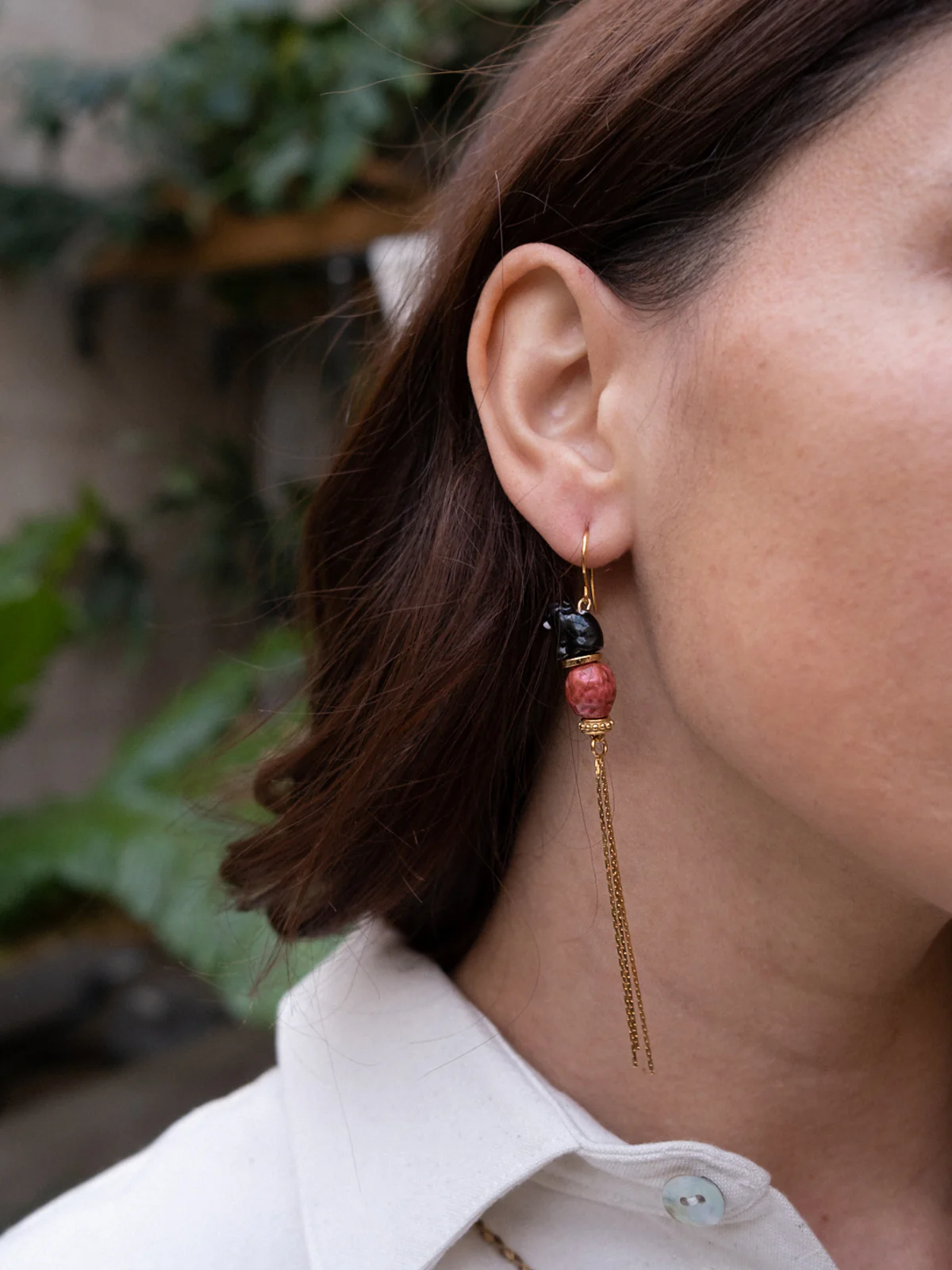 Boucles d'oreilles éléphant d'Asie avec franges - Image 3
