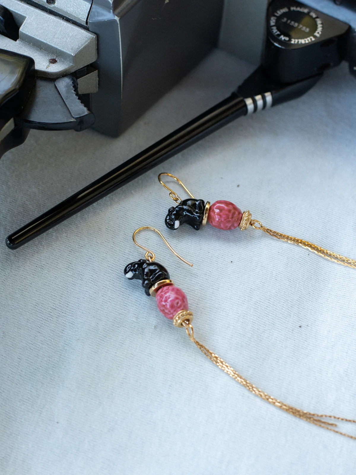Boucles d'oreilles éléphant d'Asie avec franges - Image 4