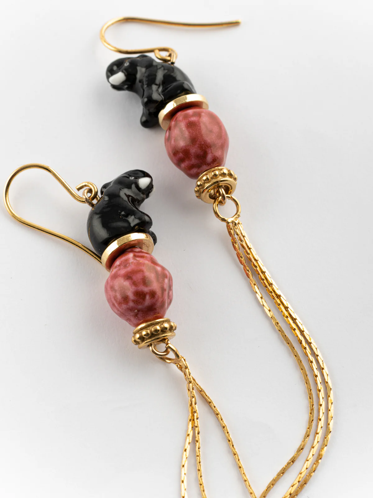 Boucles d'oreilles éléphant d'Asie avec franges - Image 5