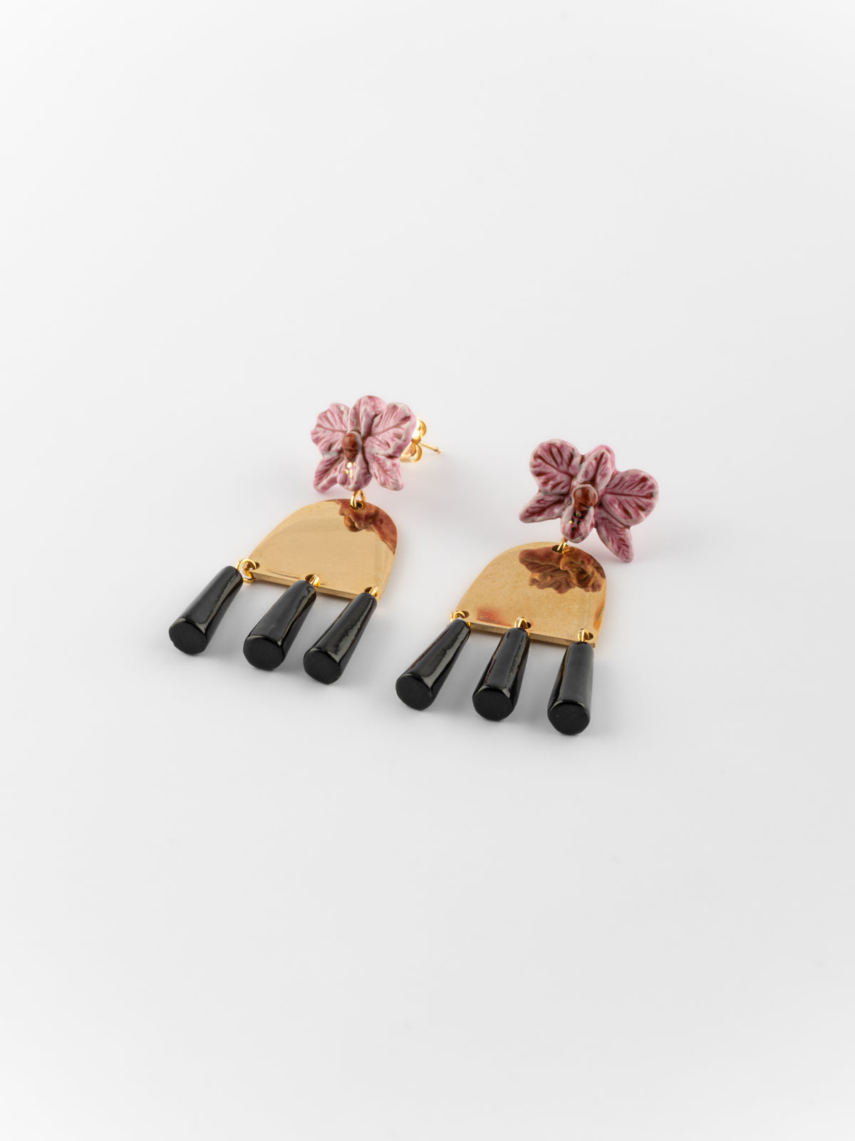 Boucles d'oreilles orchidée rose graphique
