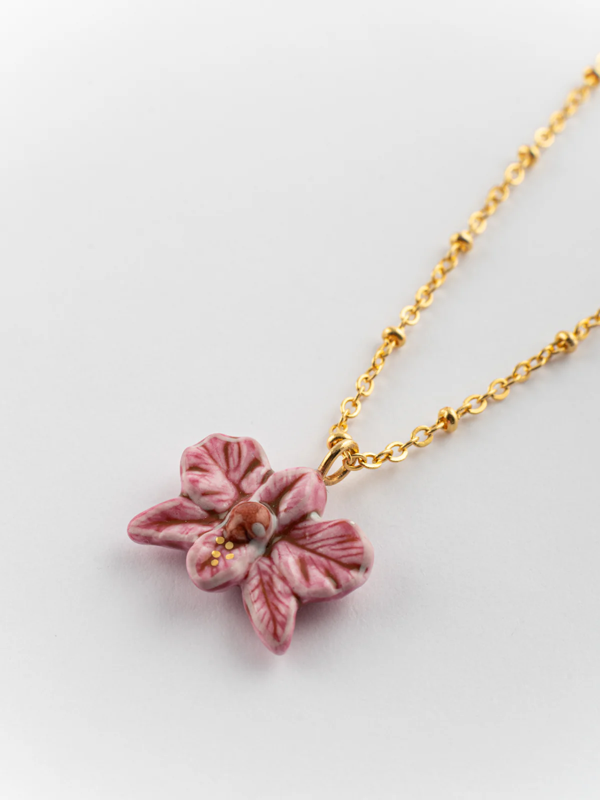 Collier orchidée rose - Image 5