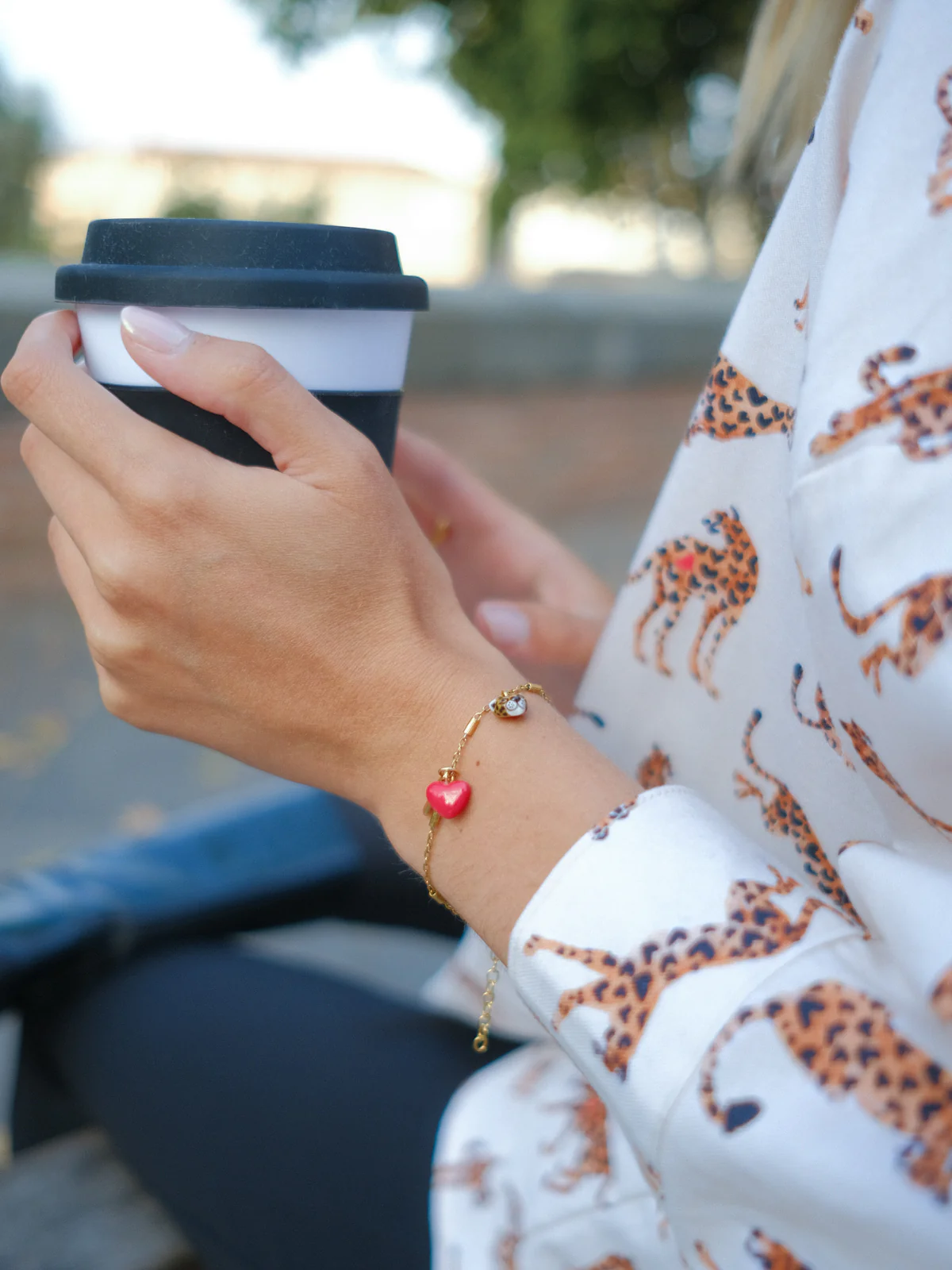 Bracelet chaîne léopard et cœur - Image 3