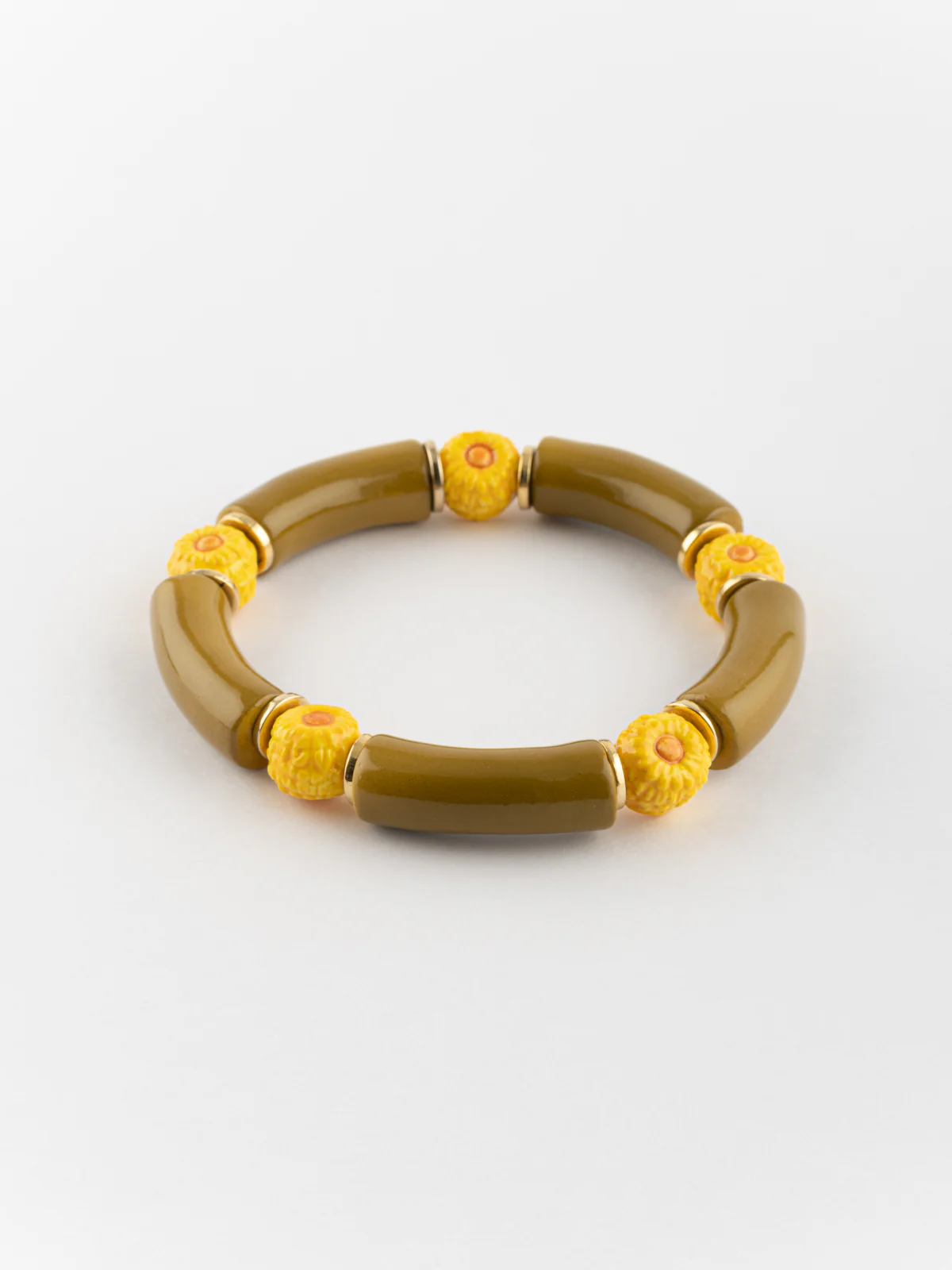 Bracelet perles kaki pissenlit