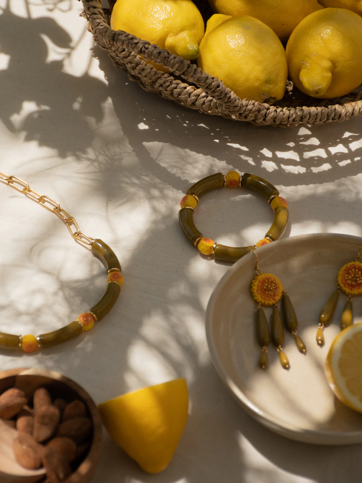 Bracelet perles kaki pissenlit - Image 5