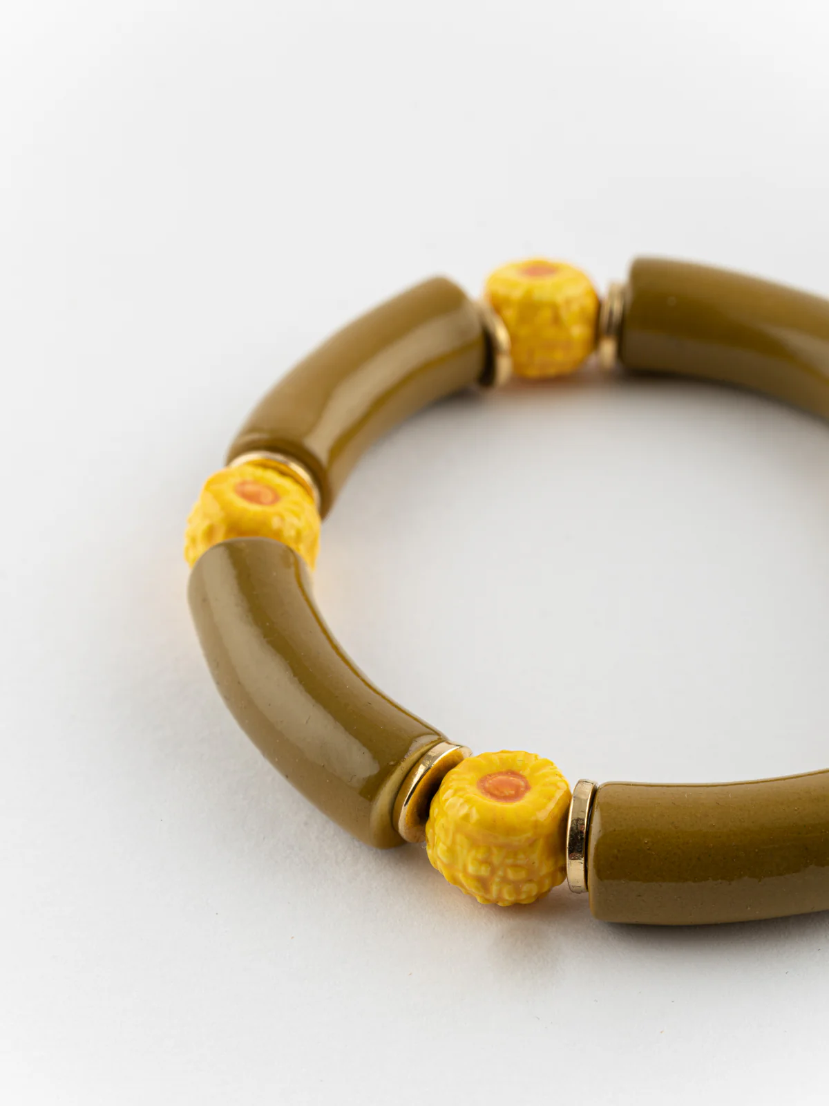 Bracelet perles kaki pissenlit - Image 6