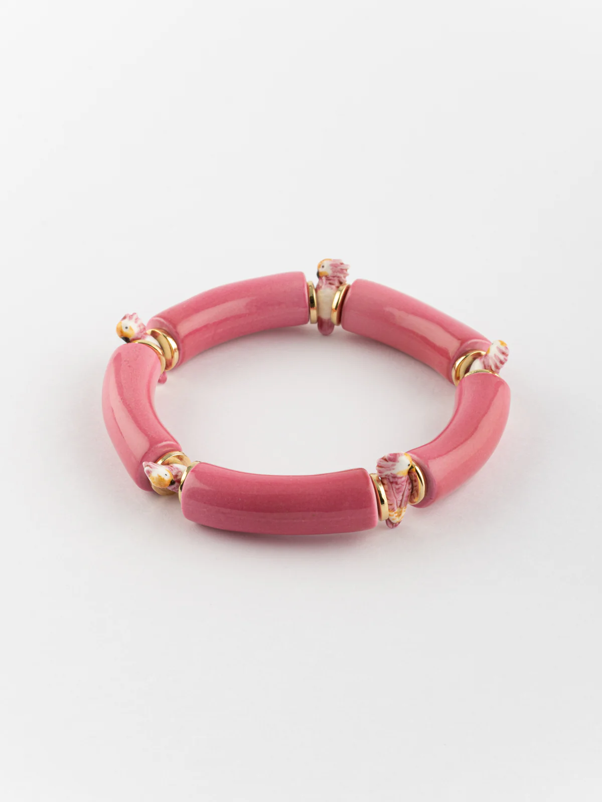 Bracelet perles roses cacatoès