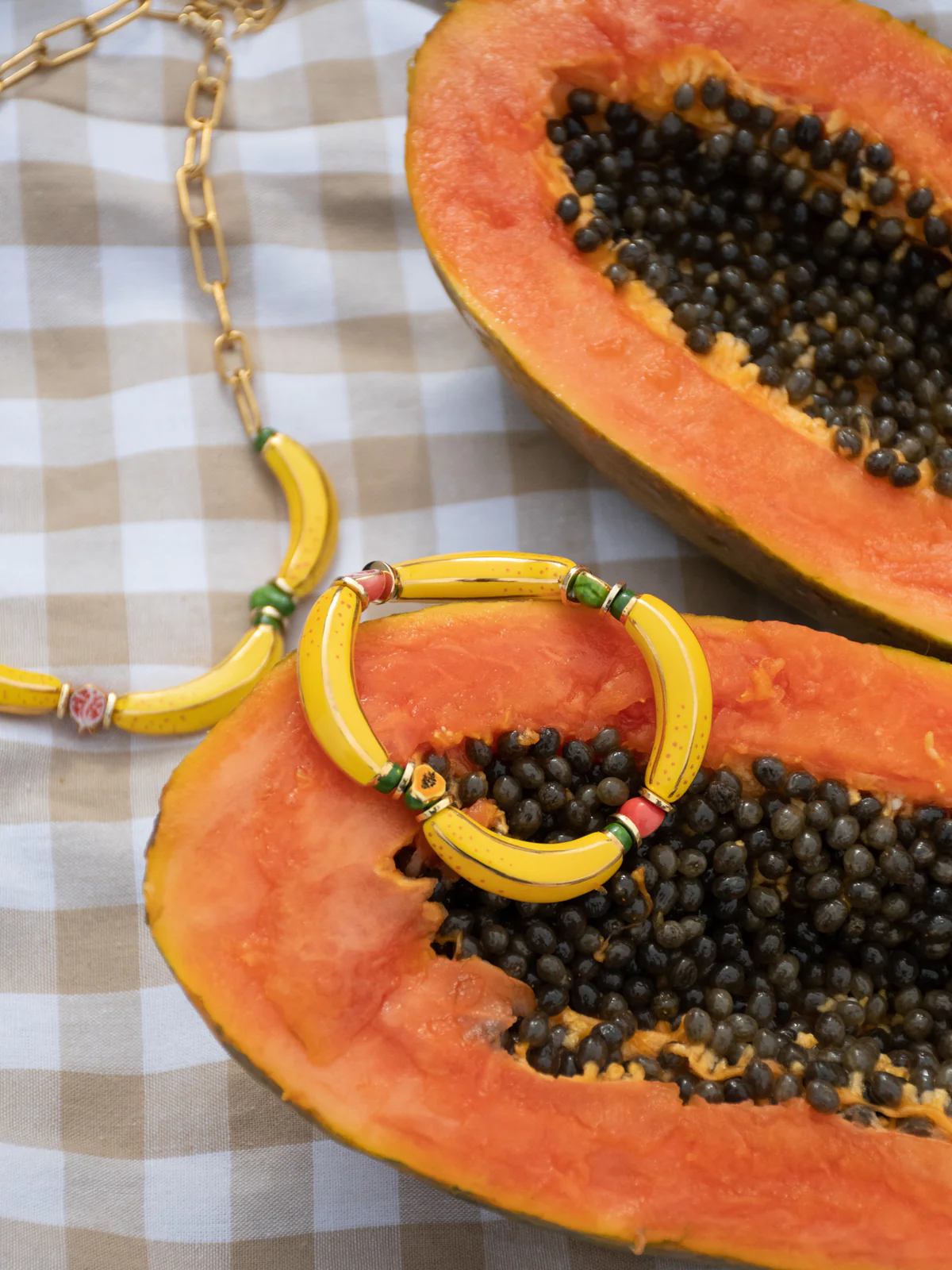Bracelet fruits et perles bananes jaunes - Image 5