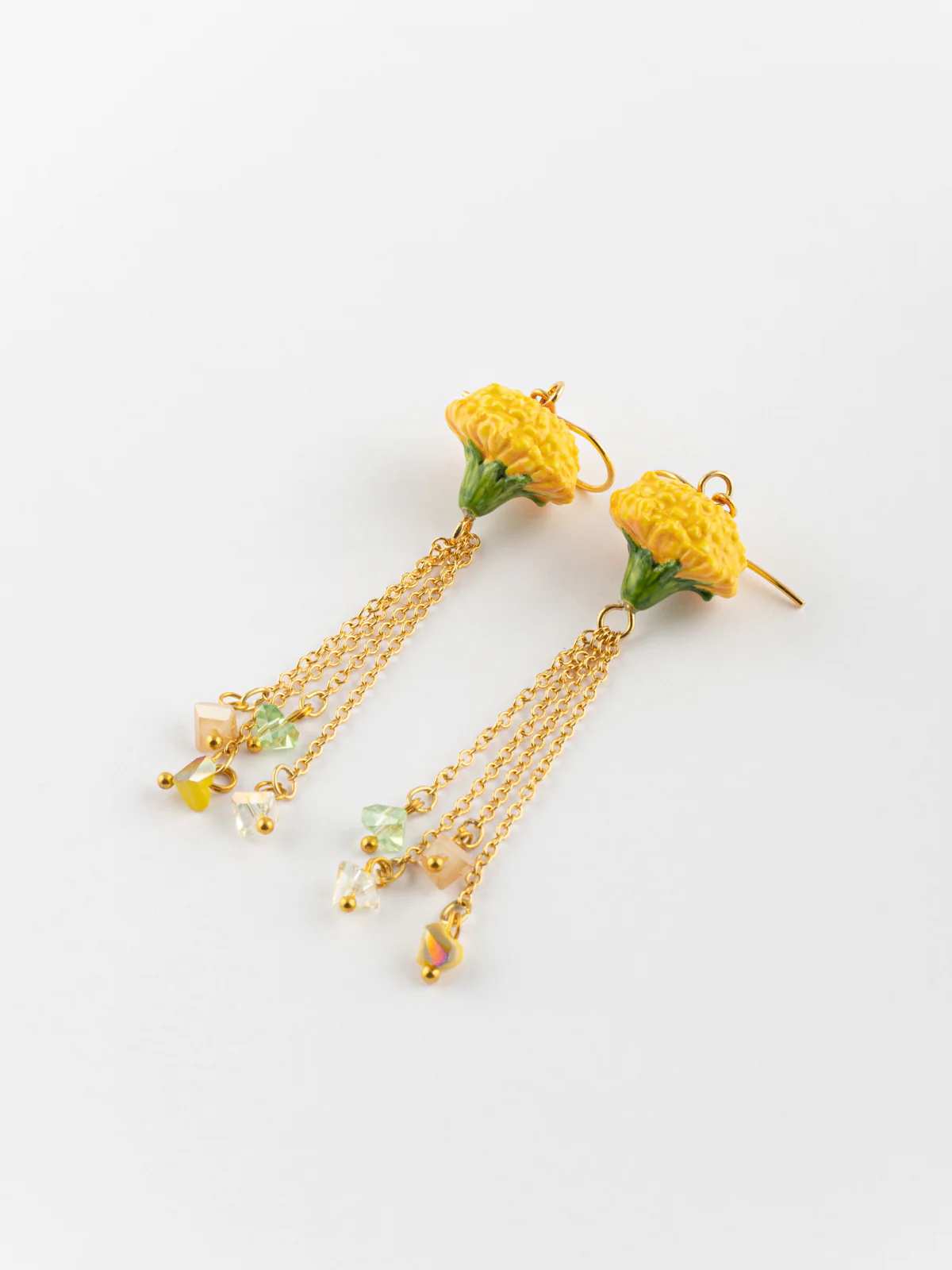 Boucles d'oreilles pissenlit et perles
