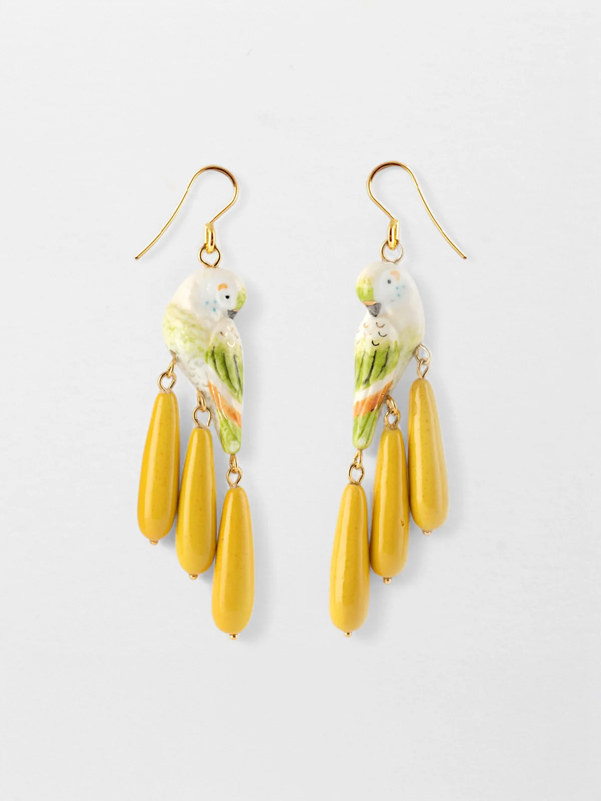 Boucles d'oreilles perruche et gouttes