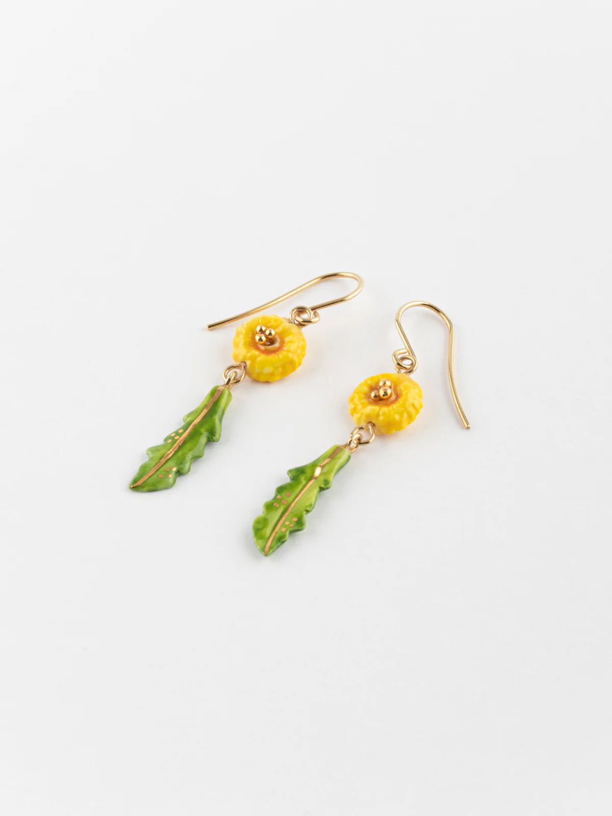 Boucles d'oreilles pissenlit et feuille