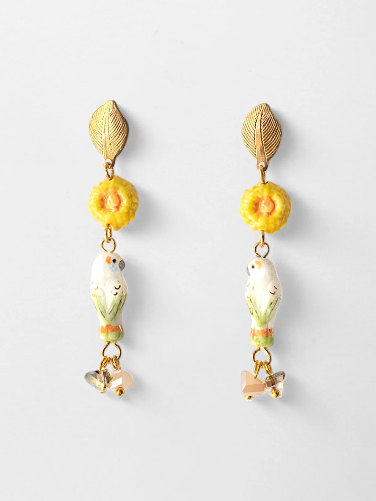 Boucles d'oreilles perruche et pampilles