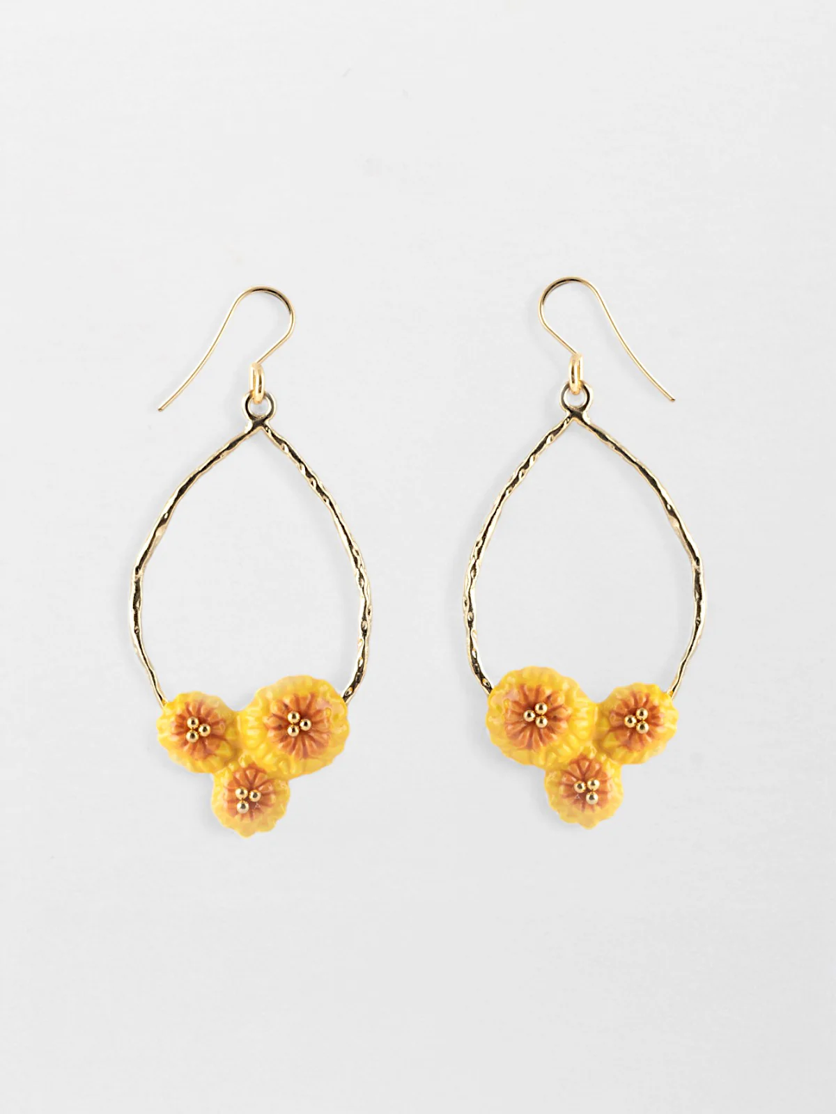 Boucles d'oreilles martelées trio de pissenlits