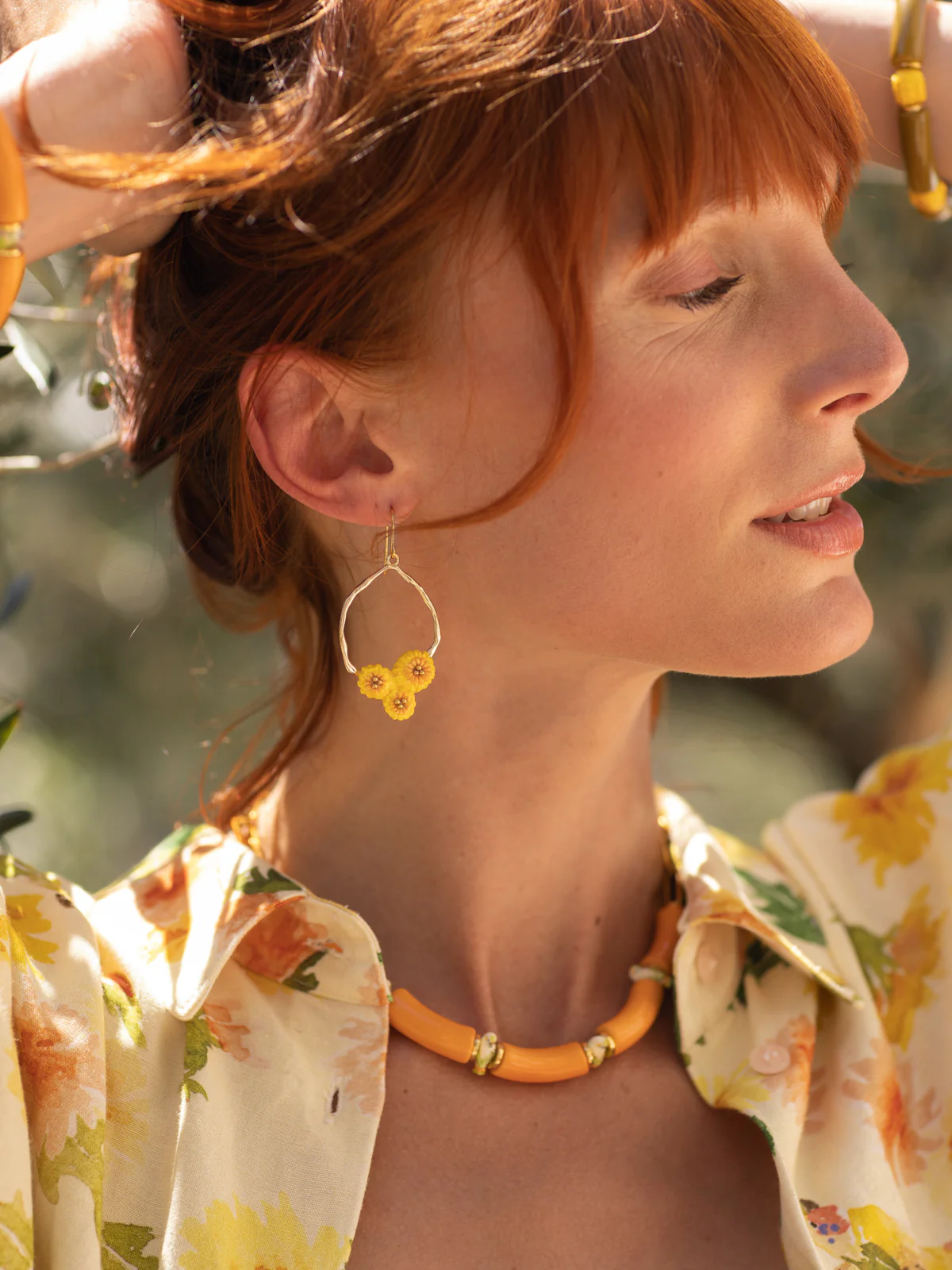 Boucles d'oreilles martelées trio de pissenlits - Image 2