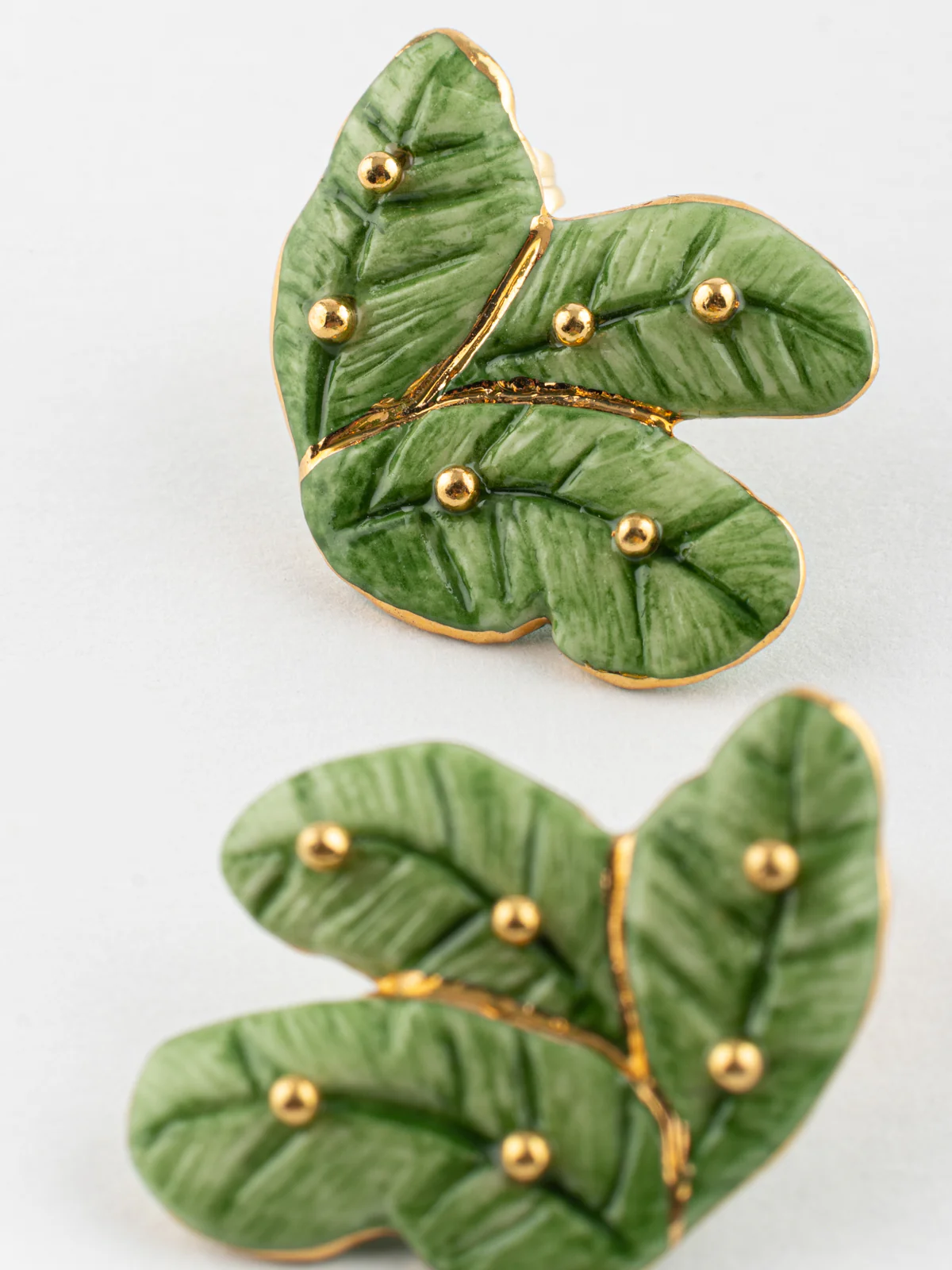 Boucles d'oreilles puces - Feuilles de bananier - Image 3