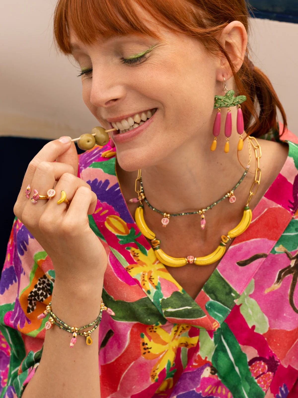 Boucles d'oreilles feuilles de bananier & gouttes - Image 3