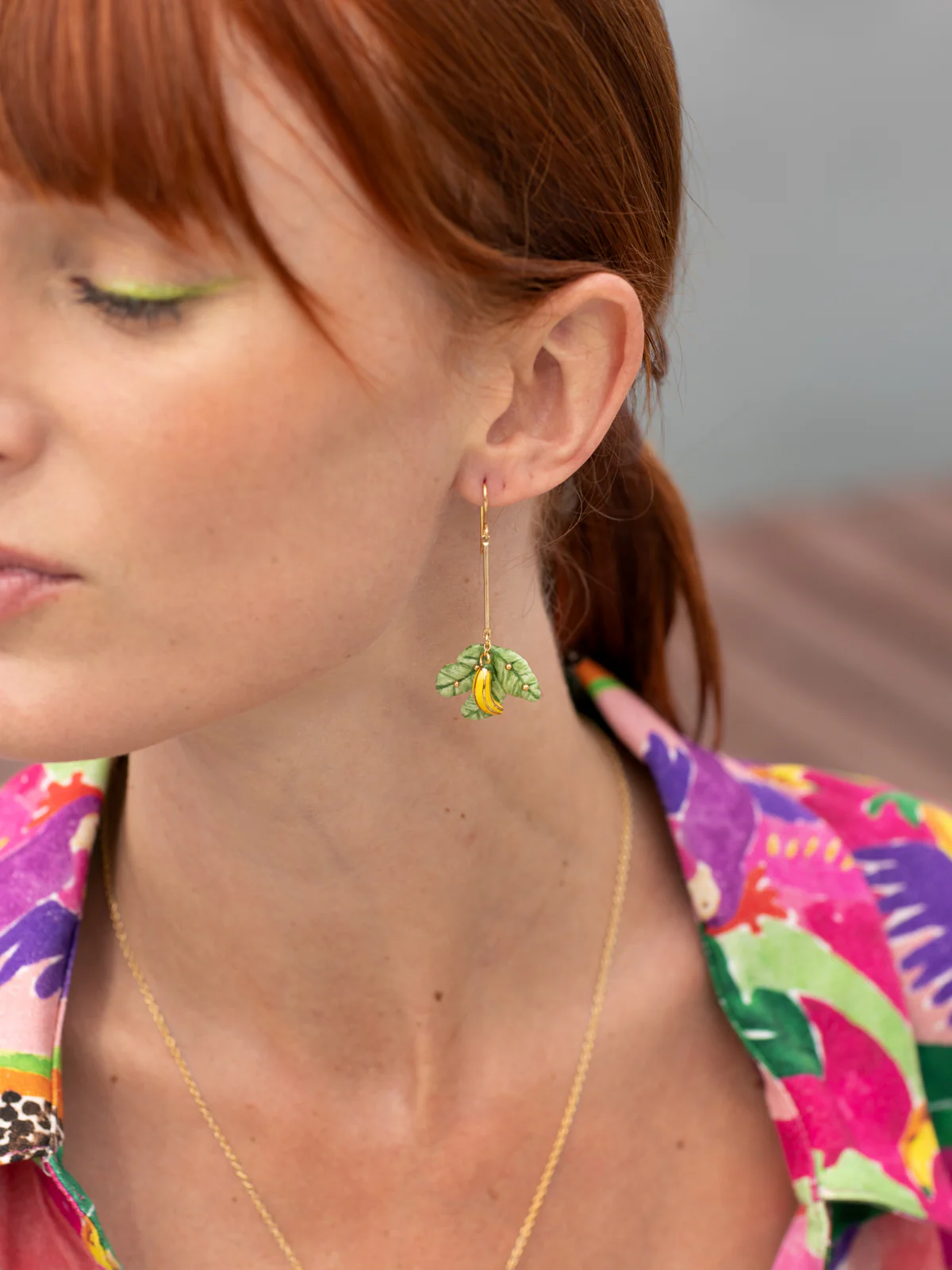 Boucles d'oreilles feuilles de bananier, cacatoès & banane - Image 3