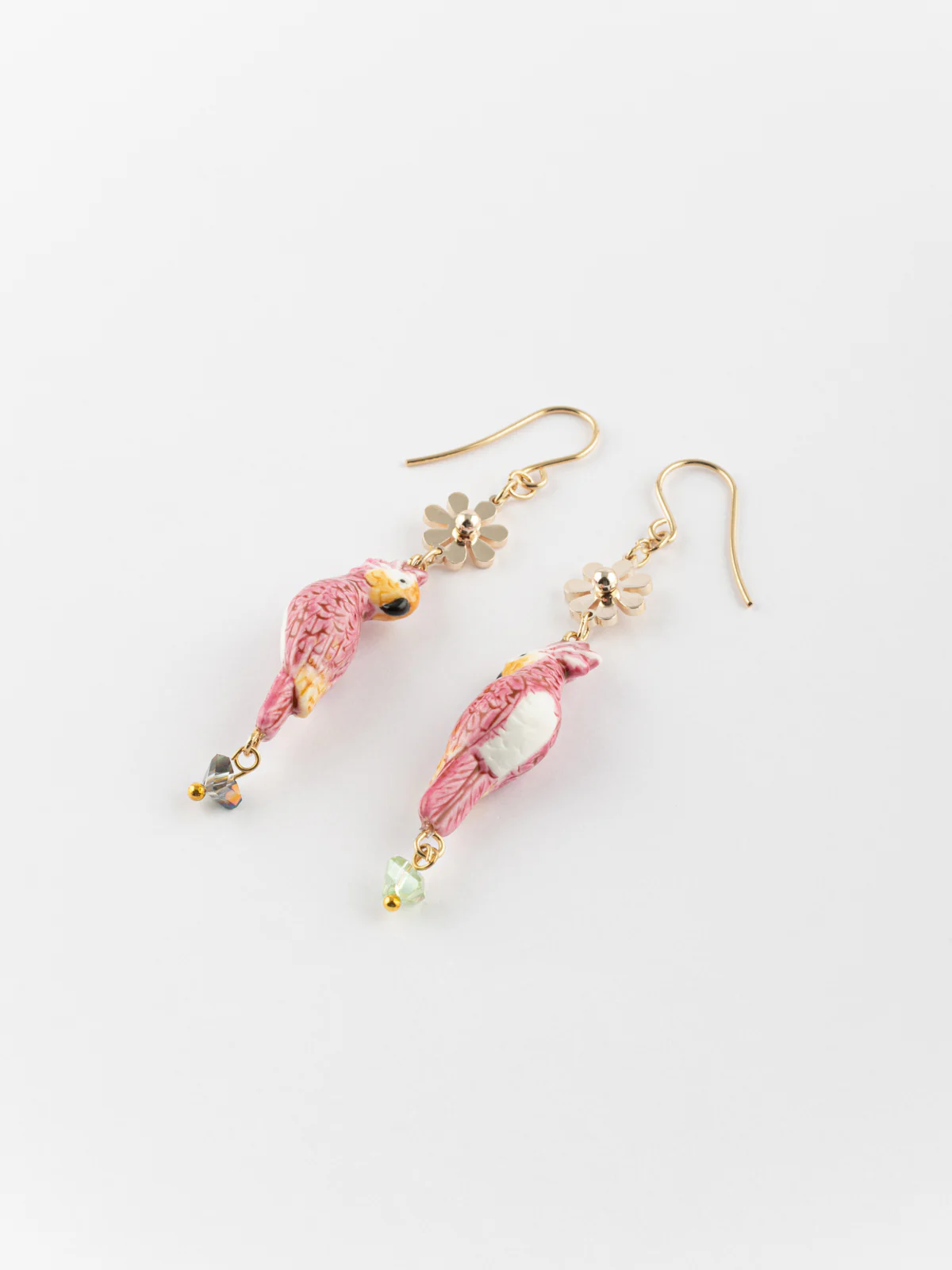 Boucles d'oreilles cacatoès et pampilles