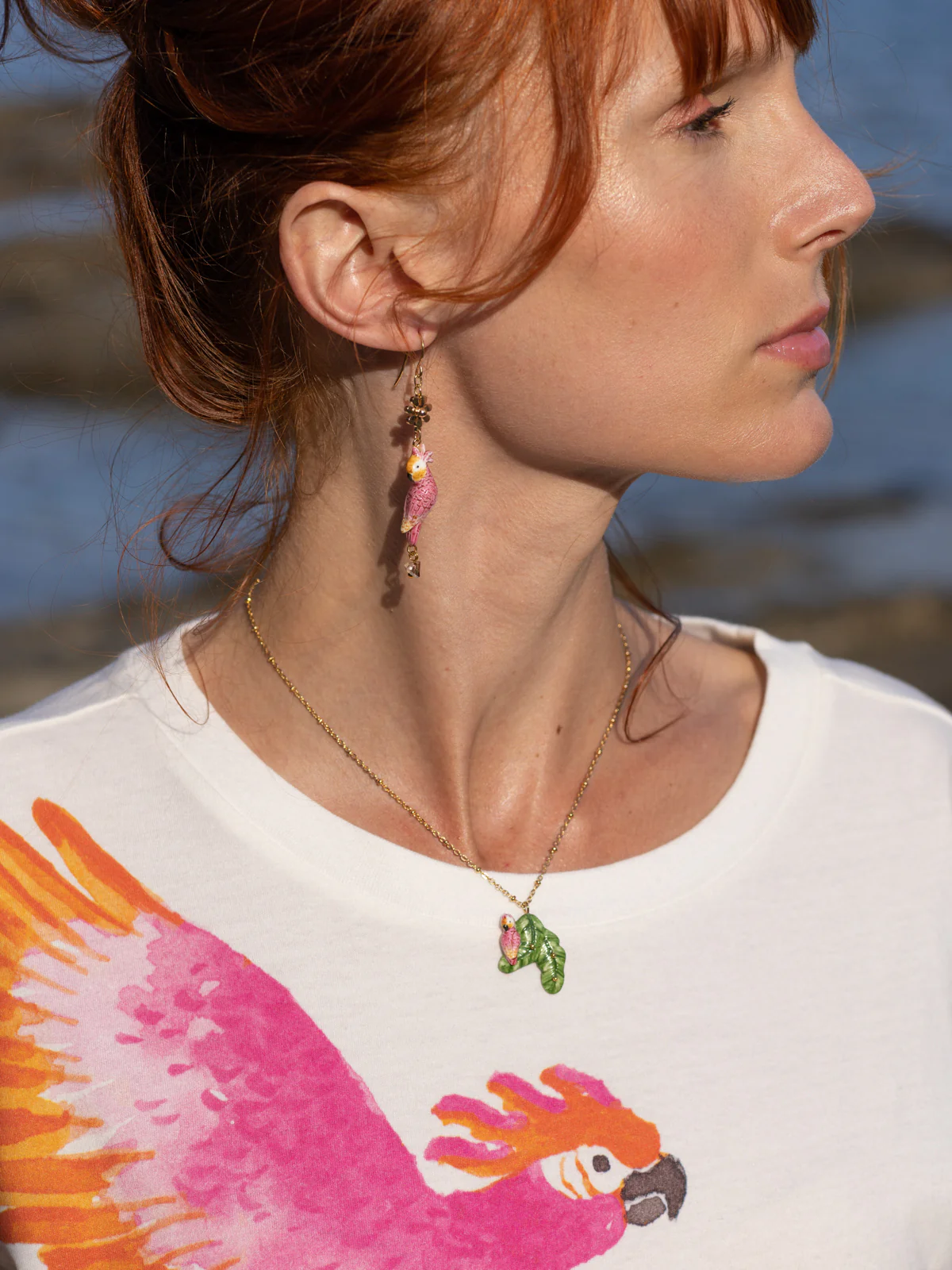 Boucles d'oreilles cacatoès et pampilles - Image 2