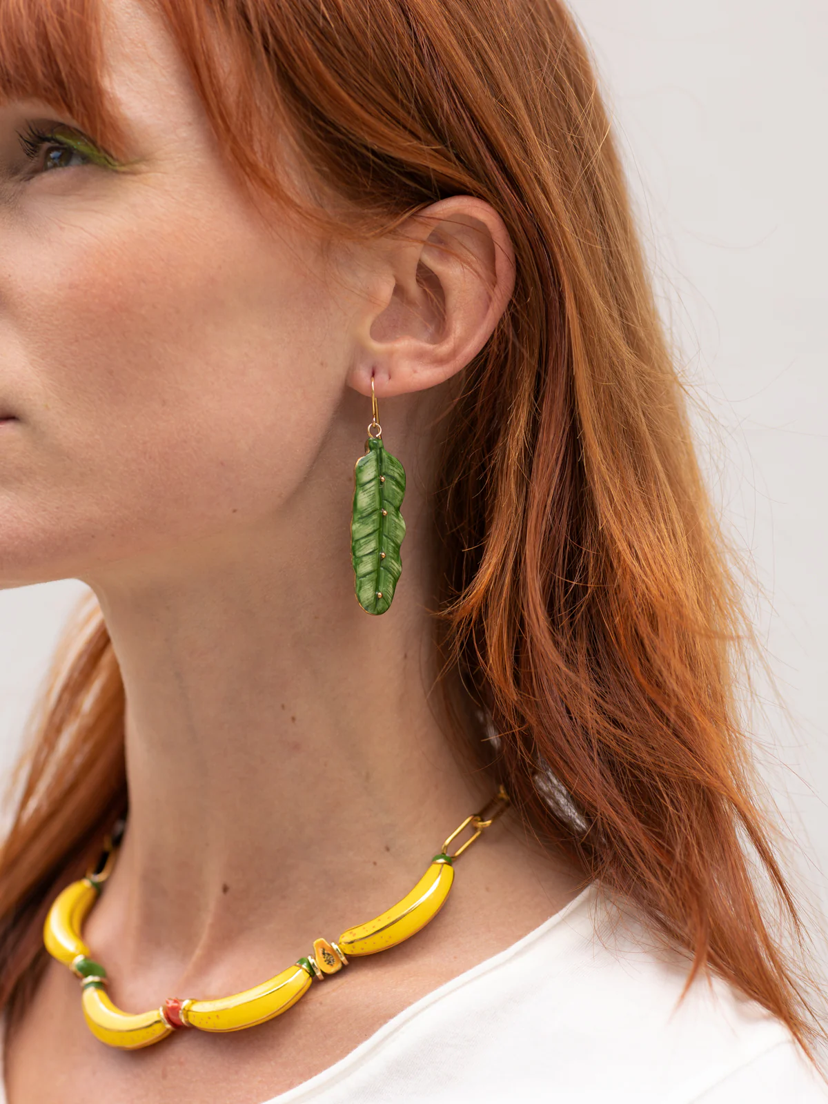 Boucles d'oreilles feuille de bananier - Image 2