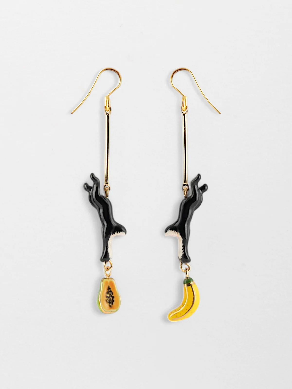 Boucles d'oreilles capucin noir & fruits