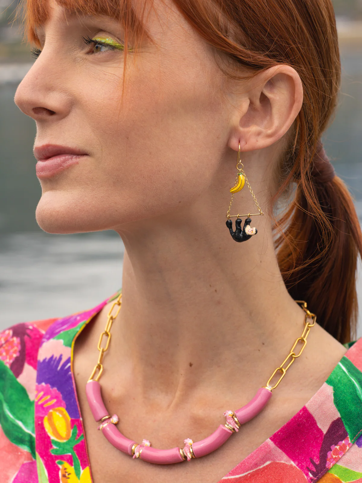 Boucles d'oreilles triangles capucin & banane - Image 2