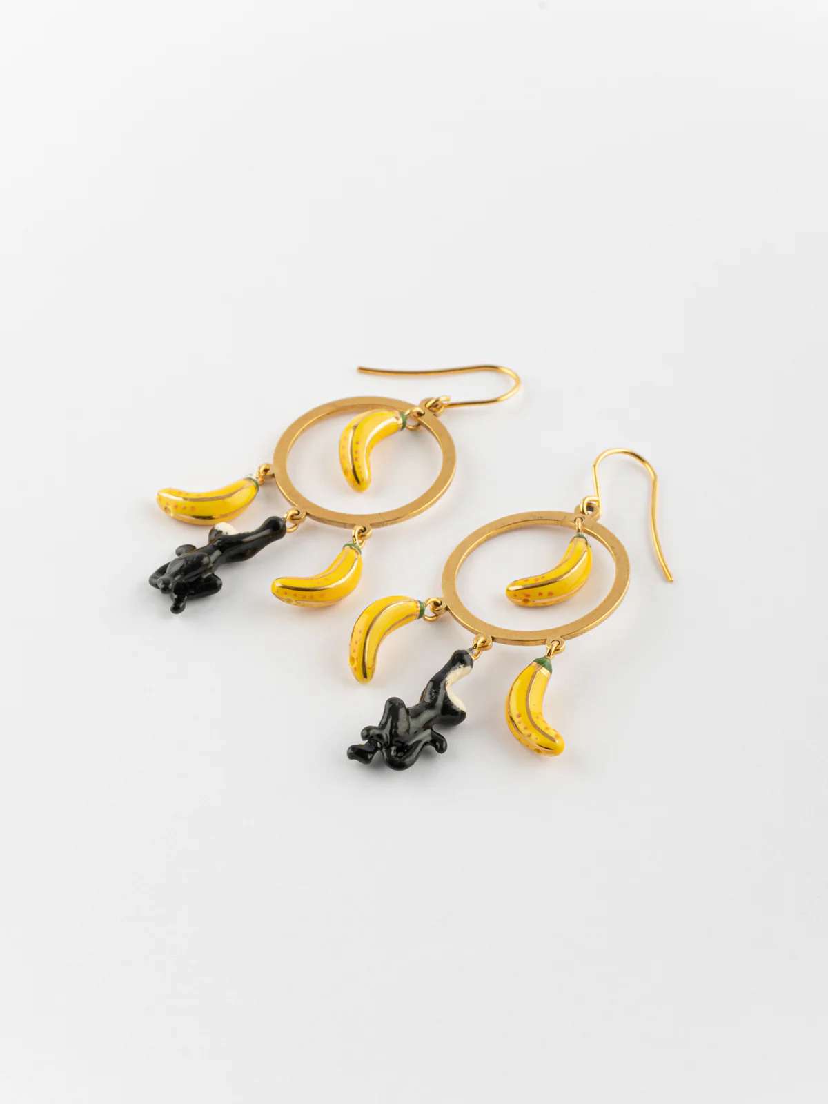 Boucles d'oreilles rondes capucin & bananes