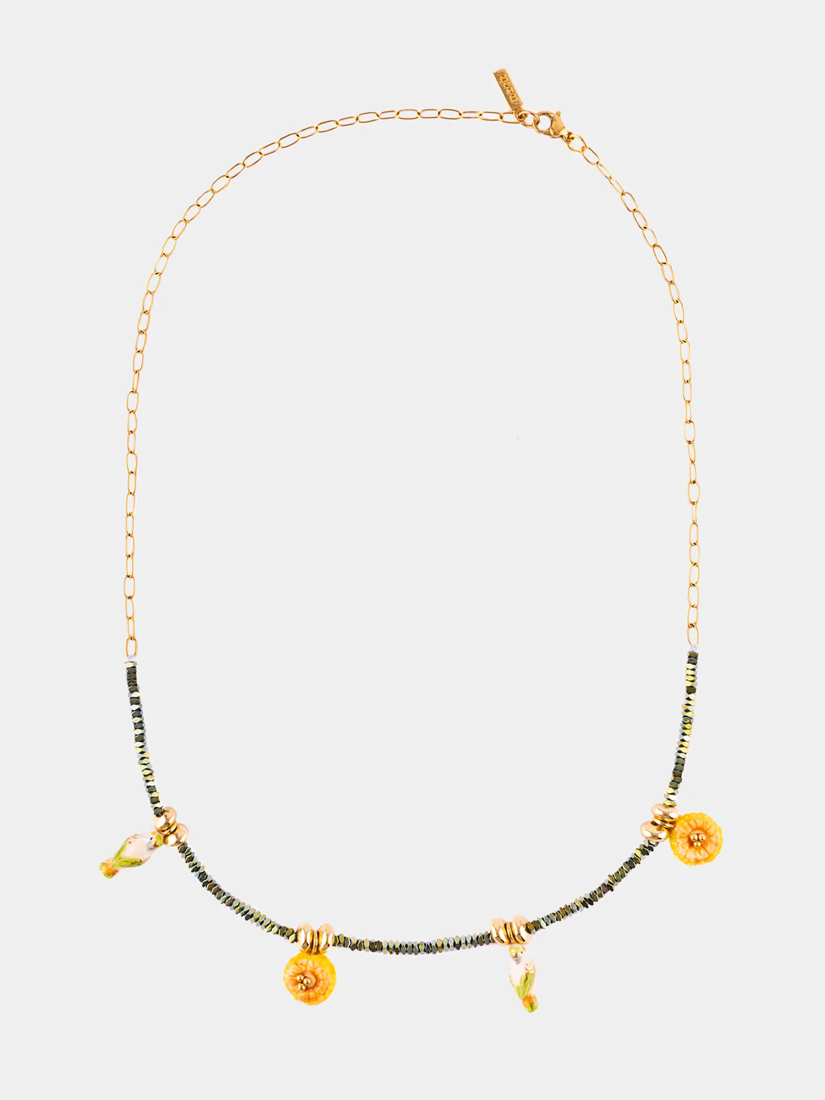 Collier perles d'hématite perruches et pissenlits - Image 5