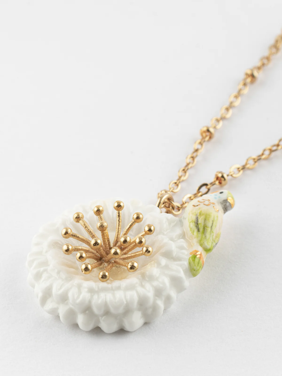Collier perruche sur pissenlit blanc - Image 6