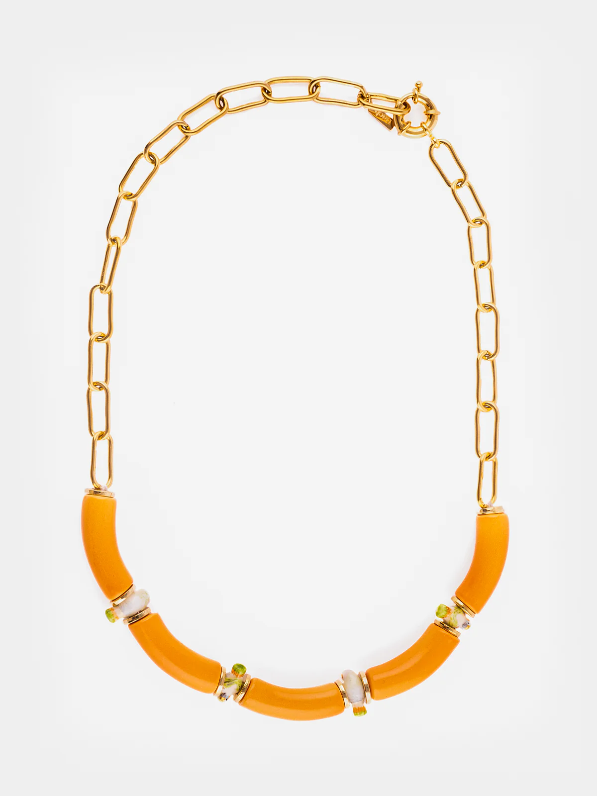 Collier perruches & perles oranges - Image 6