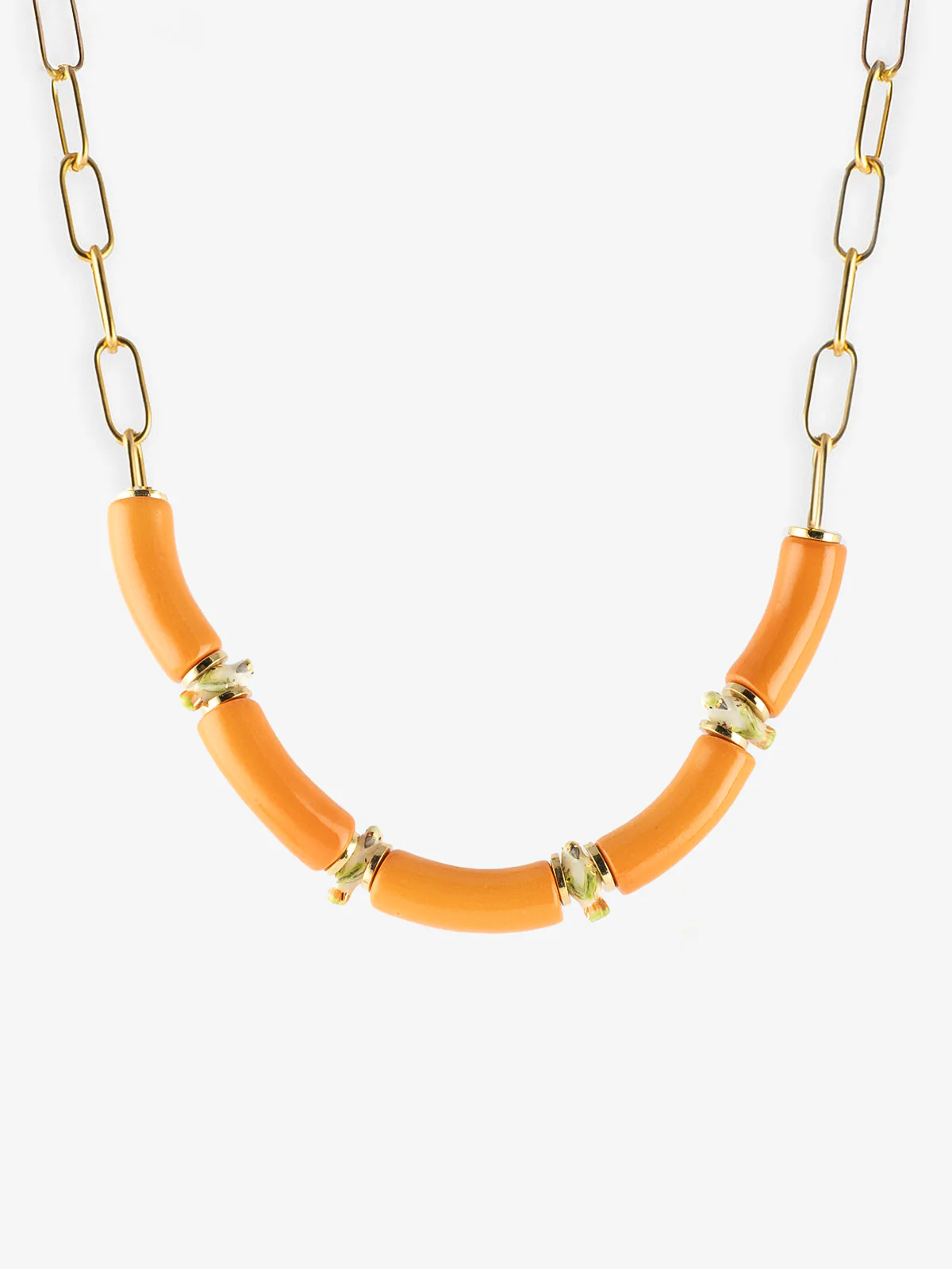 Collier perruches & perles oranges - Image 7
