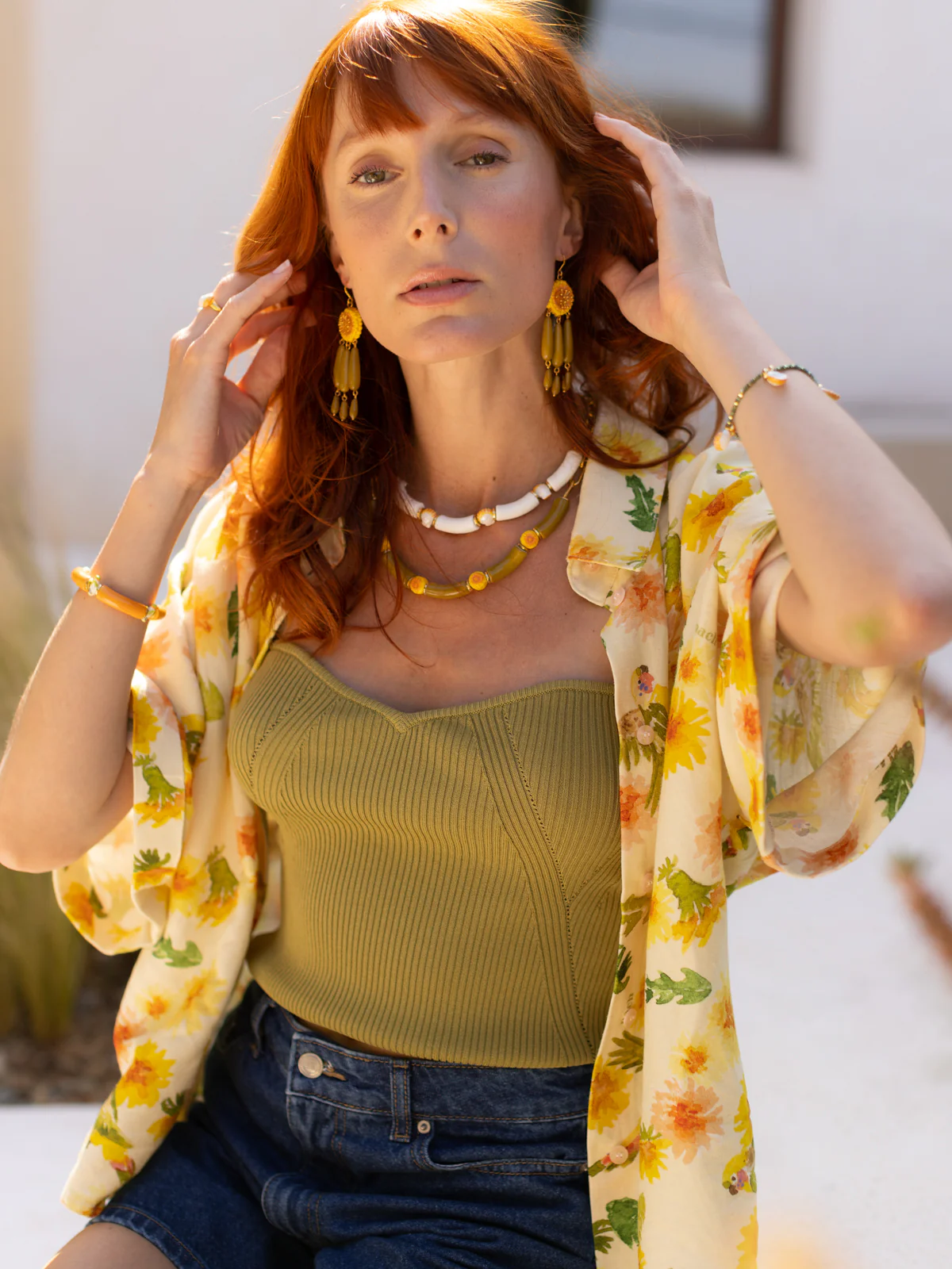 Collier pissenlits & perles vertes - Image 3