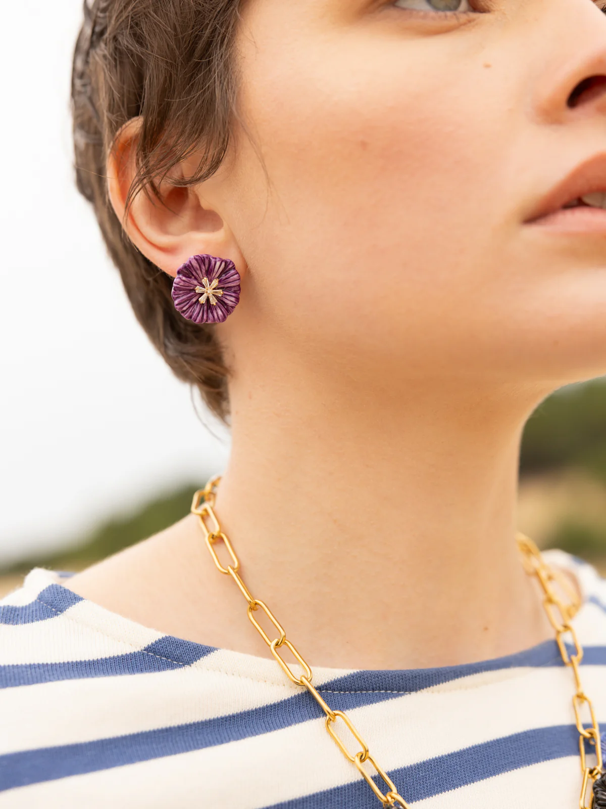 Boucles d'oreilles puces - Chardon violet maxi - Image 2