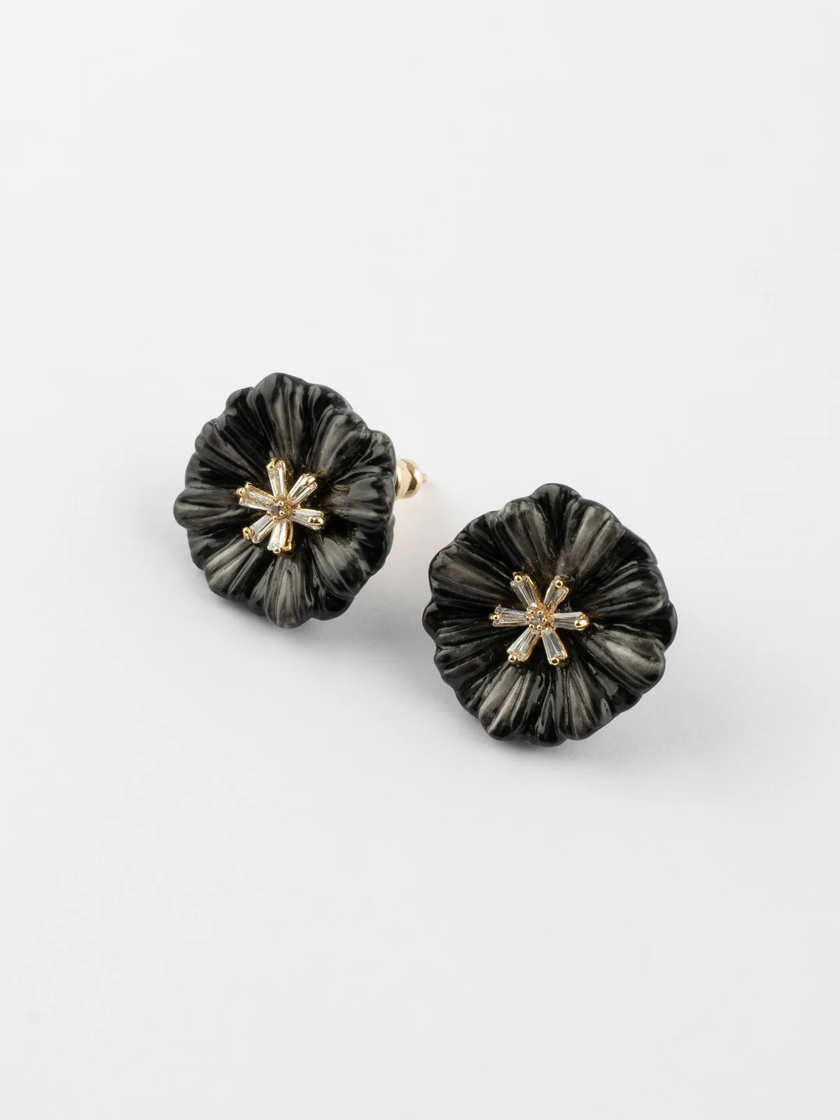 Boucles d'oreilles puces - Chardon noir maxi