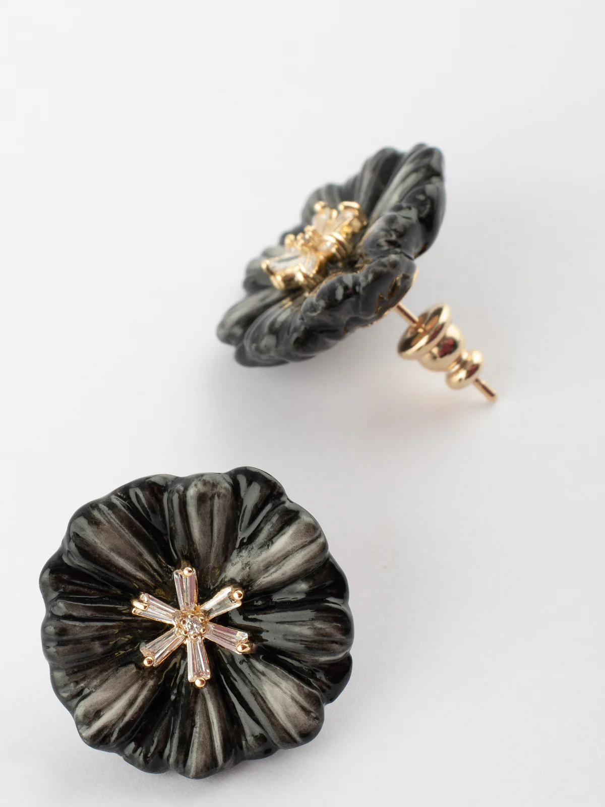 Boucles d'oreilles puces - Chardon noir maxi - Image 3