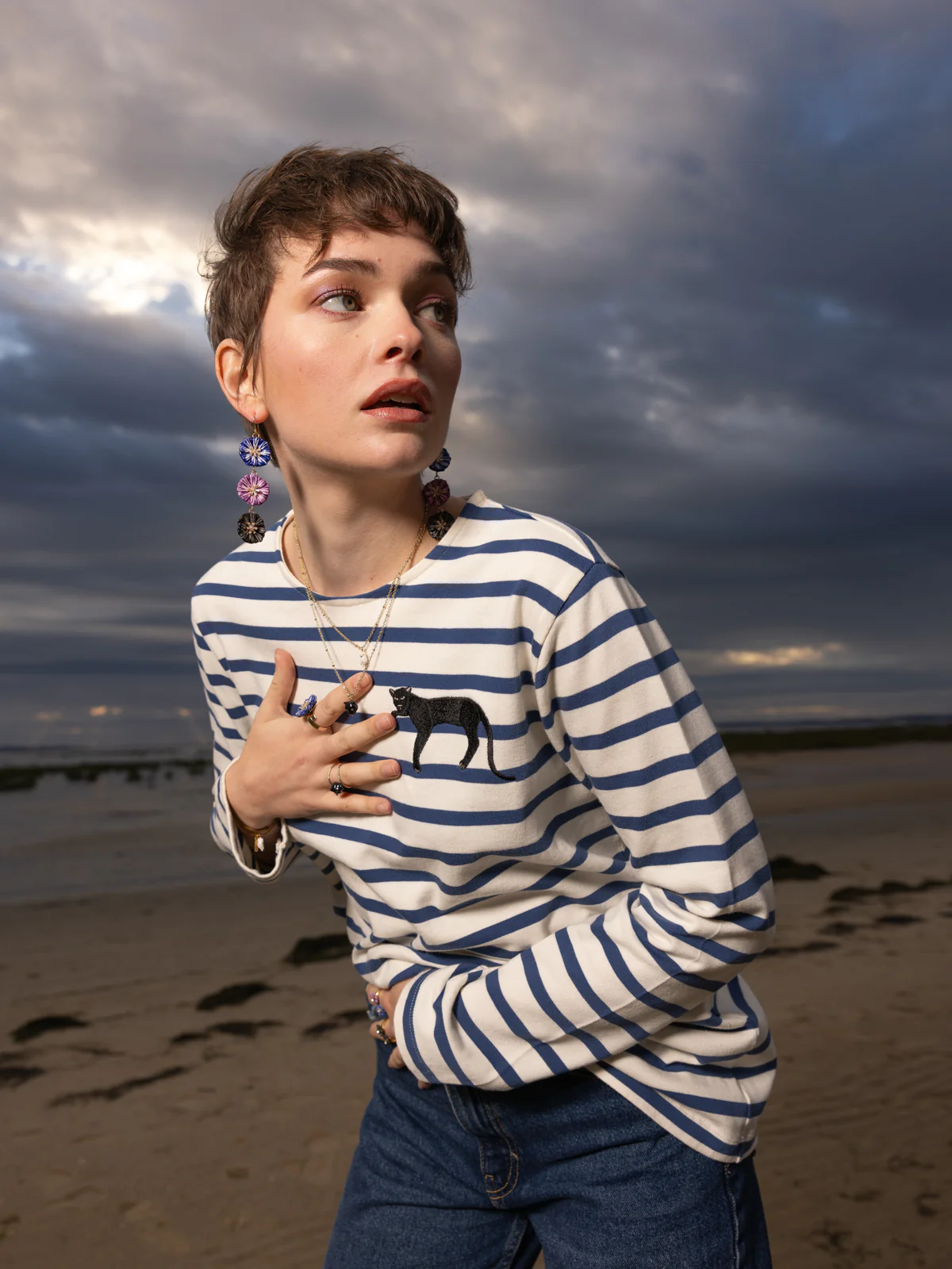 Boucles d'oreilles pendantes grands chardons - Image 3