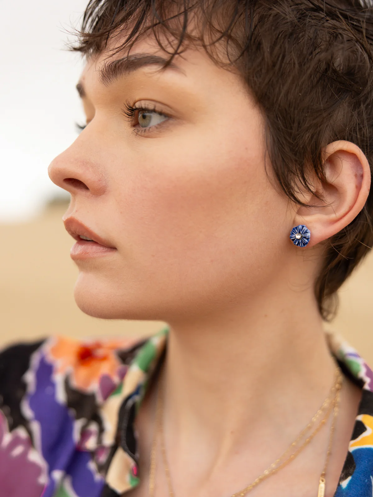 Boucles d'oreilles puces - Chardon bleu - Image 2