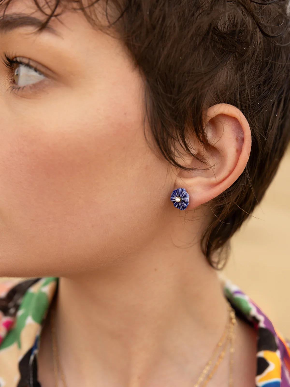Boucles d'oreilles puces - Chardon bleu - Image 4