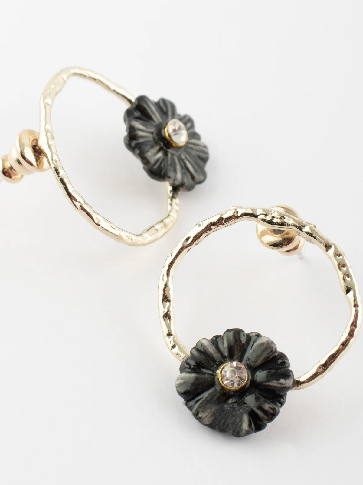 Petites boucles d'oreilles rondes chardon noir - Image 2