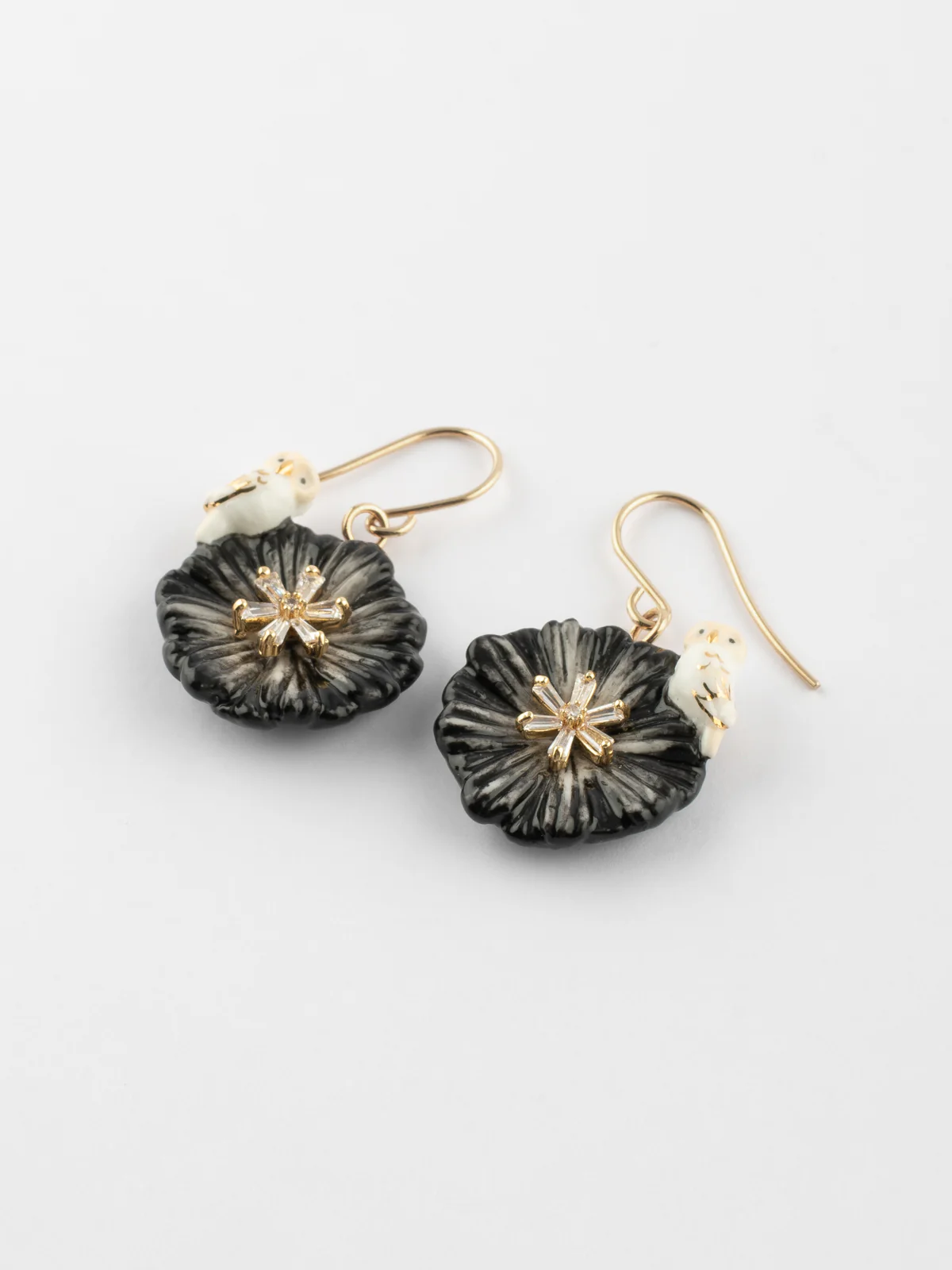Boucles d'oreilles chardon noir & chouette