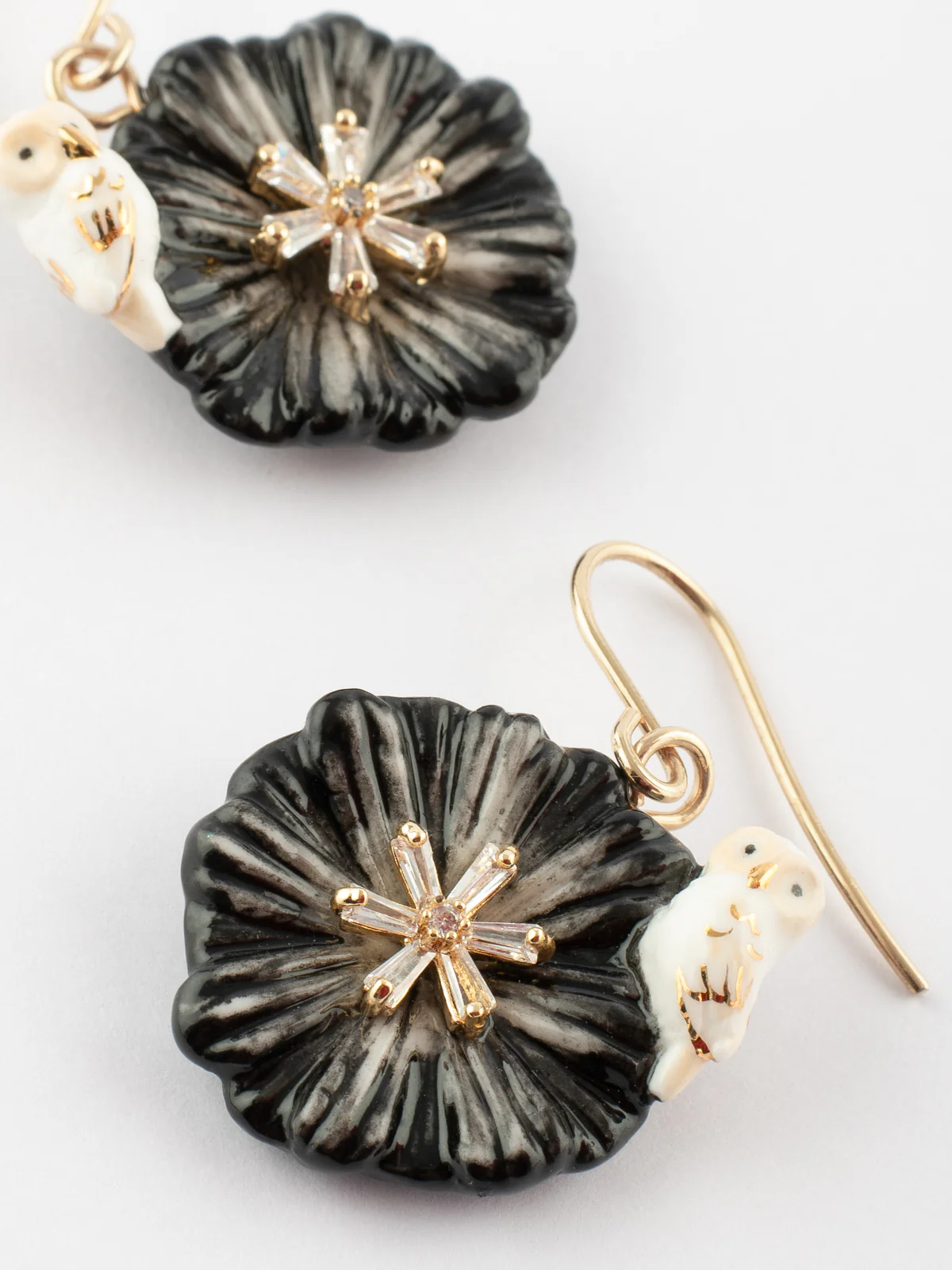 Boucles d'oreilles chardon noir & chouette - Image 2
