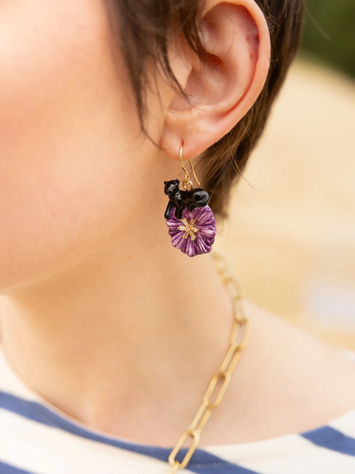 Boucles d'oreilles chardon & panthère noire - Image 2