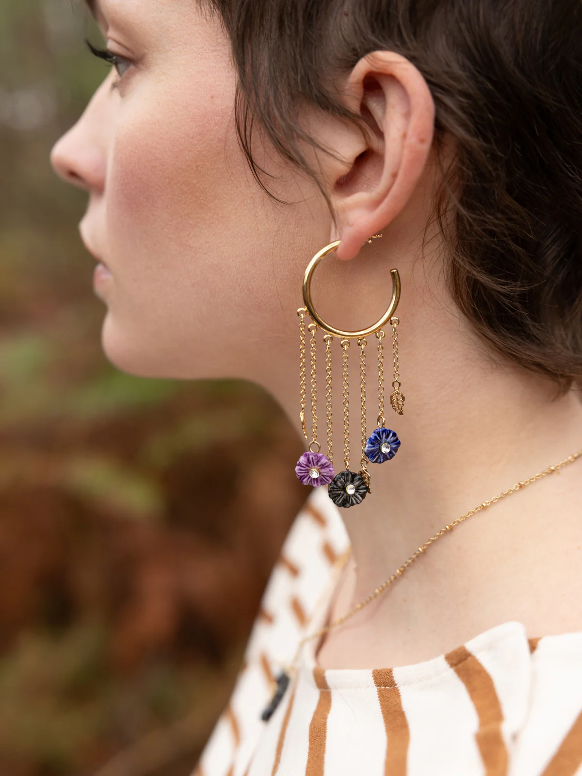 Boucles d'oreilles chaînes chardons - Image 2