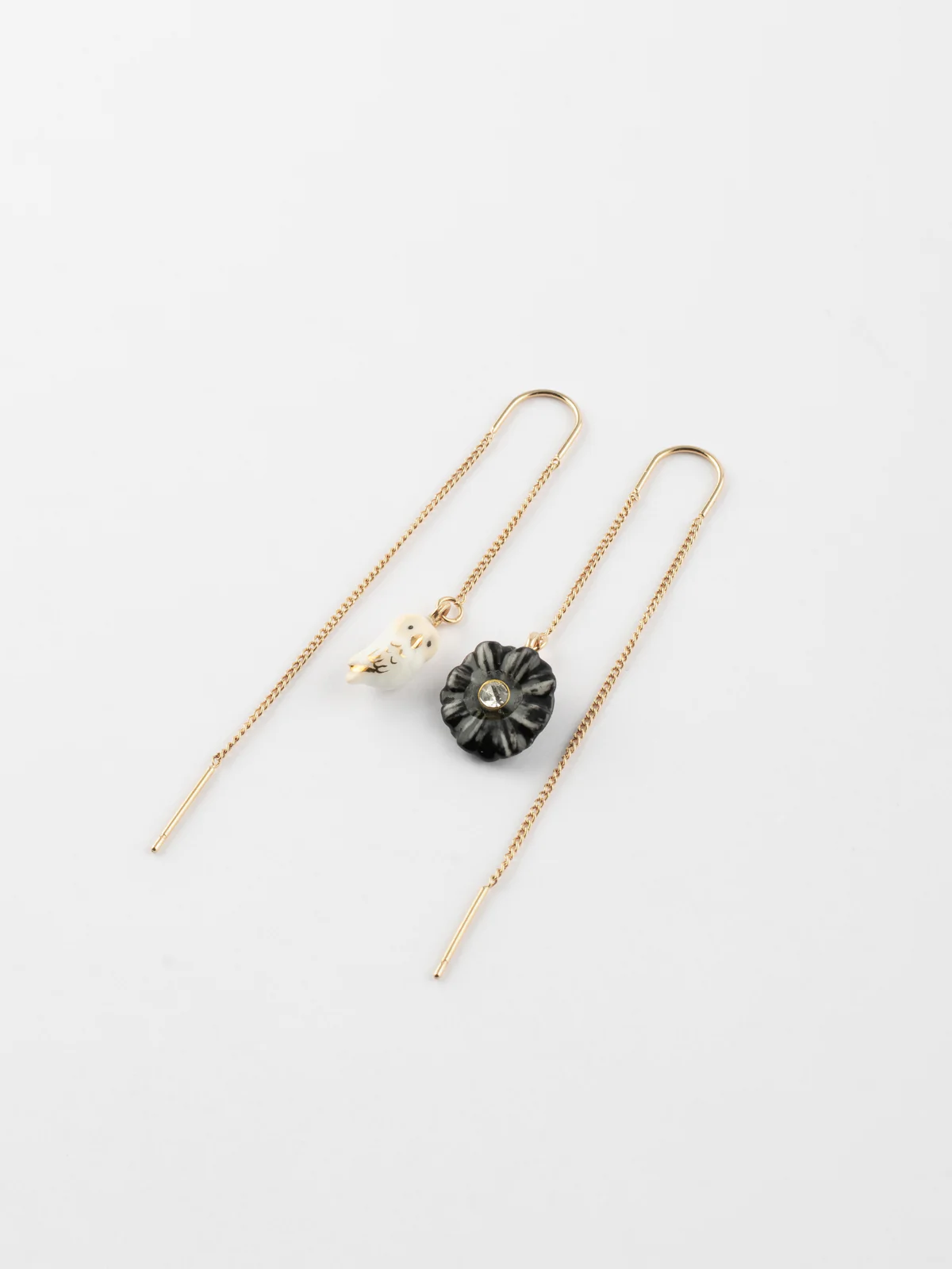 Boucles d'oreilles pendantes chardon & chouette