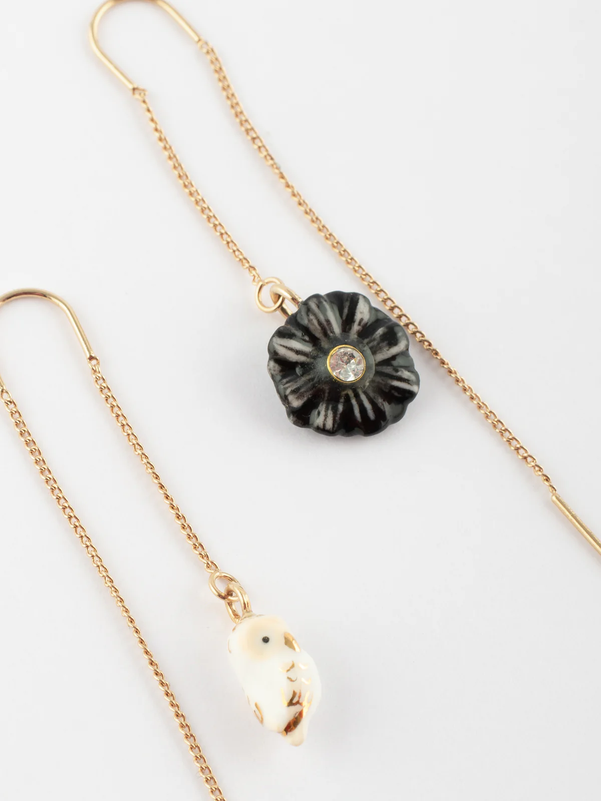 Boucles d'oreilles pendantes chardon & chouette - Image 5
